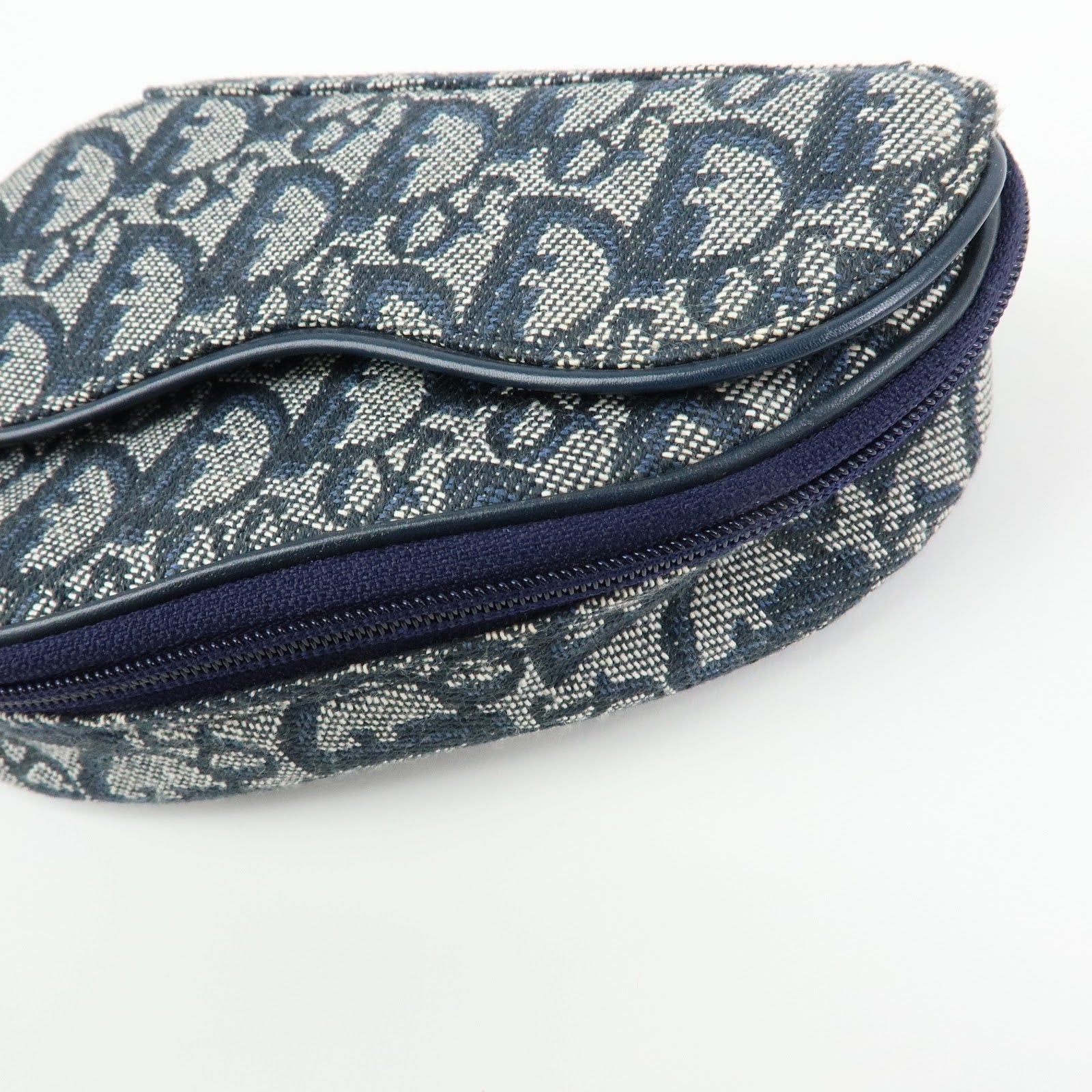 Christian Dior Trotter Jacquard Canvas Pouch Cosmetic Case Navy