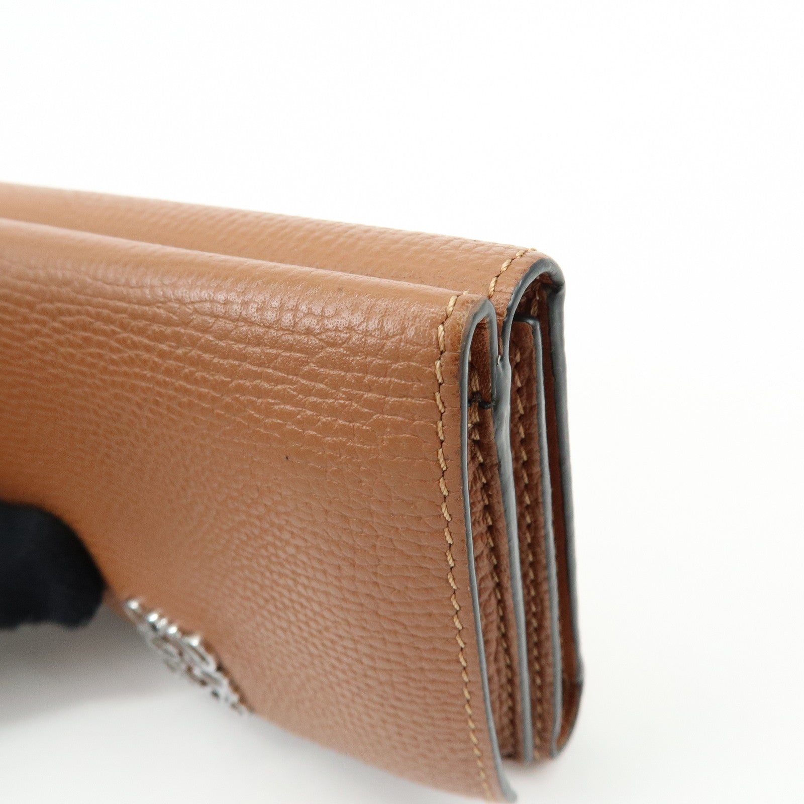 LOEWE Anagram Pebble Grained Calf Compact Tri-fold Wallet Camel