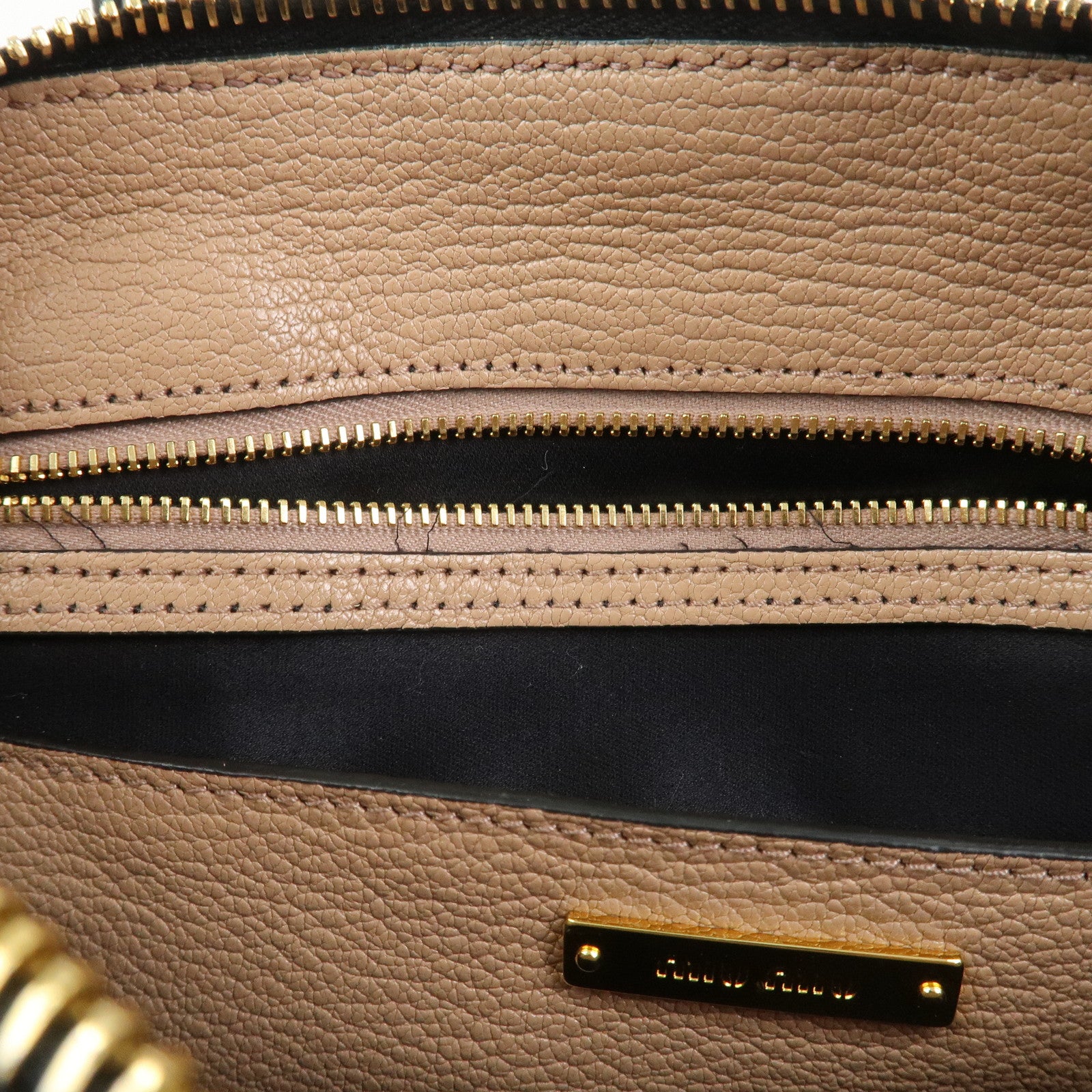 MIU MIU MADRAS Leather 2Way Bag Hand Bag Shoulder Bag Black