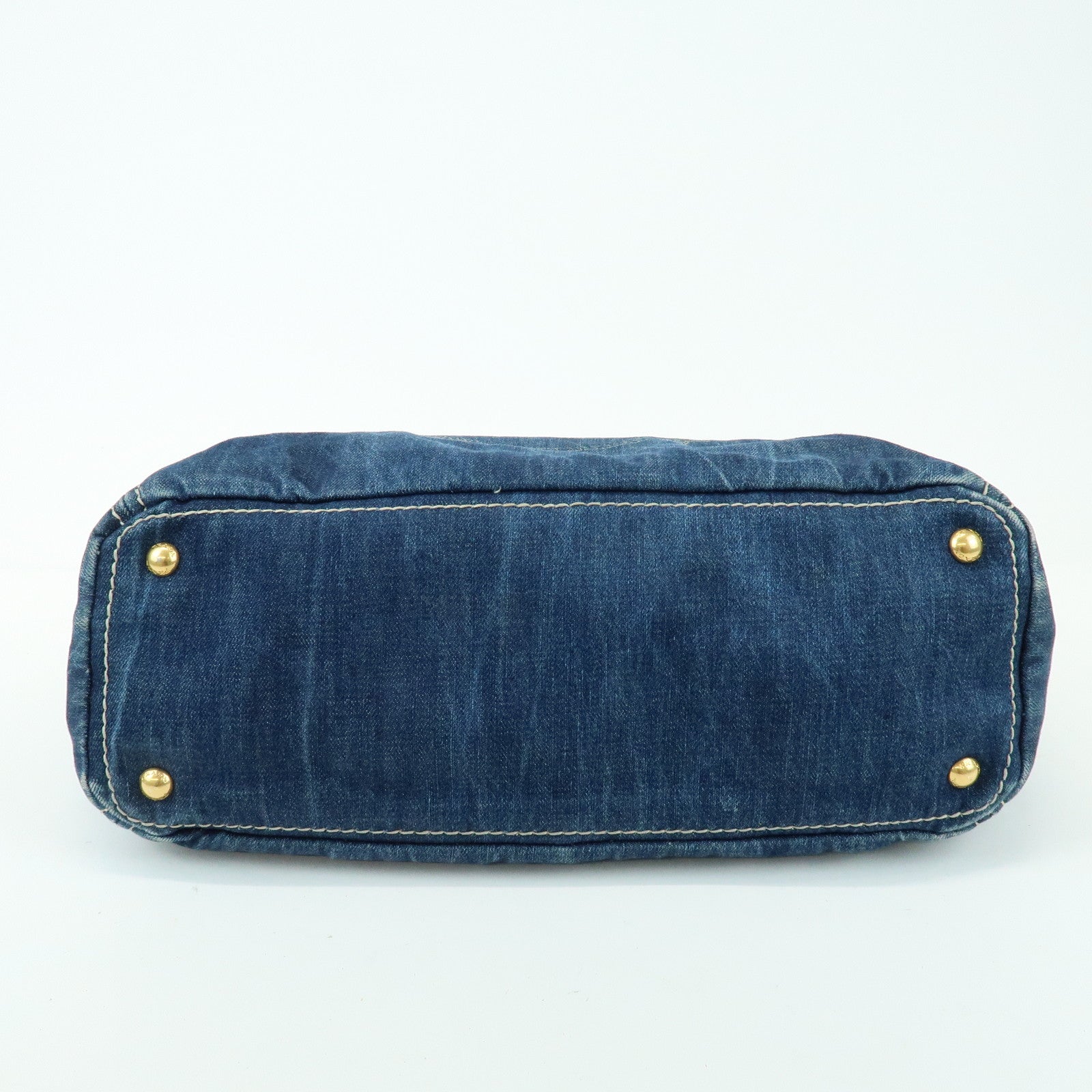PRADA Triangle Logo Denim 2Way Bag Hand Shoulder Bag Blue BN2069