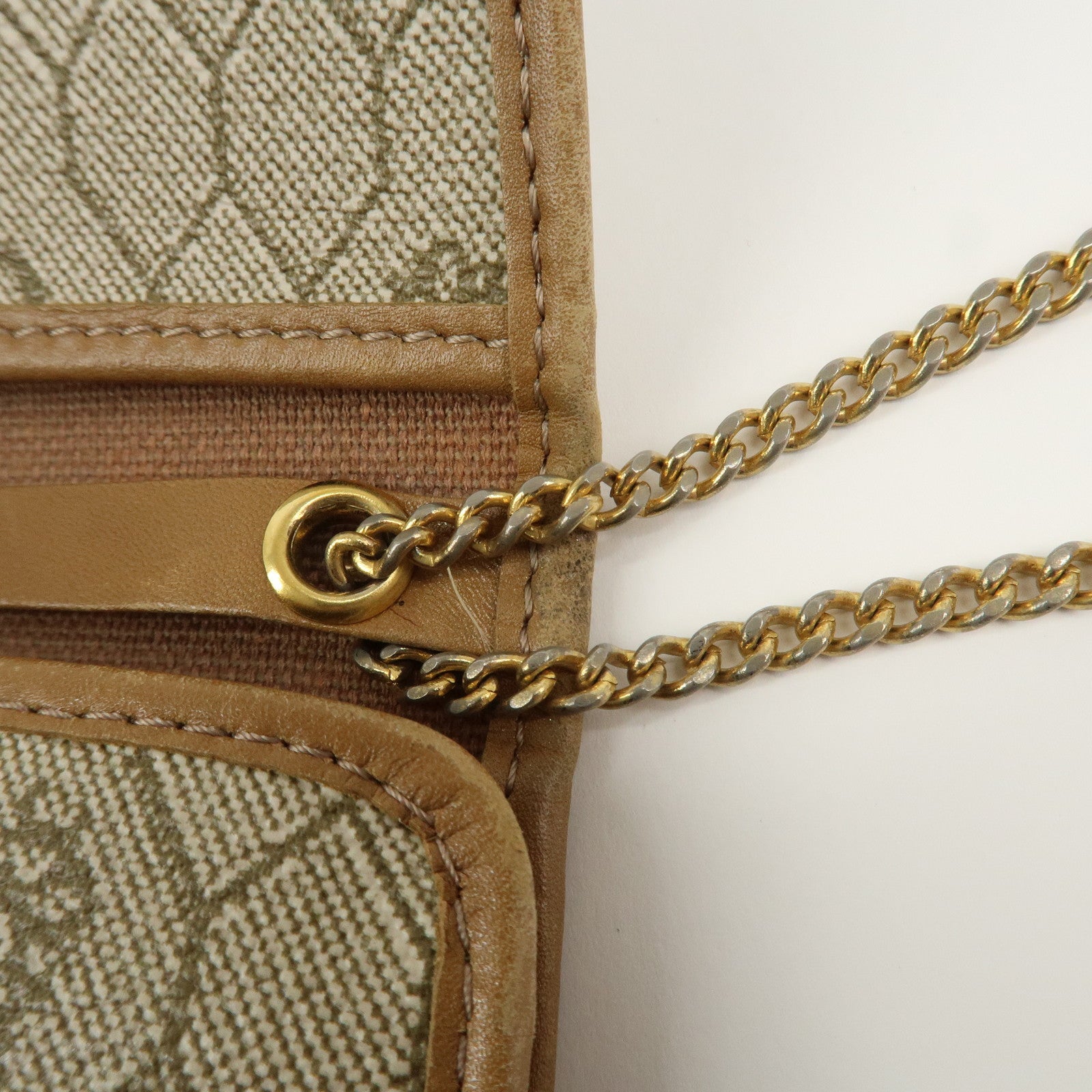 Christian Dior Honeycomb PVC Leather Chain Shoulder Bag Beige