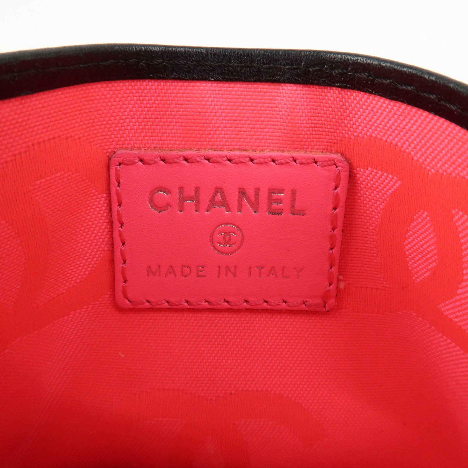 CHANEL Cambon Line Matelasse COCO Mark Card Case Black A26725