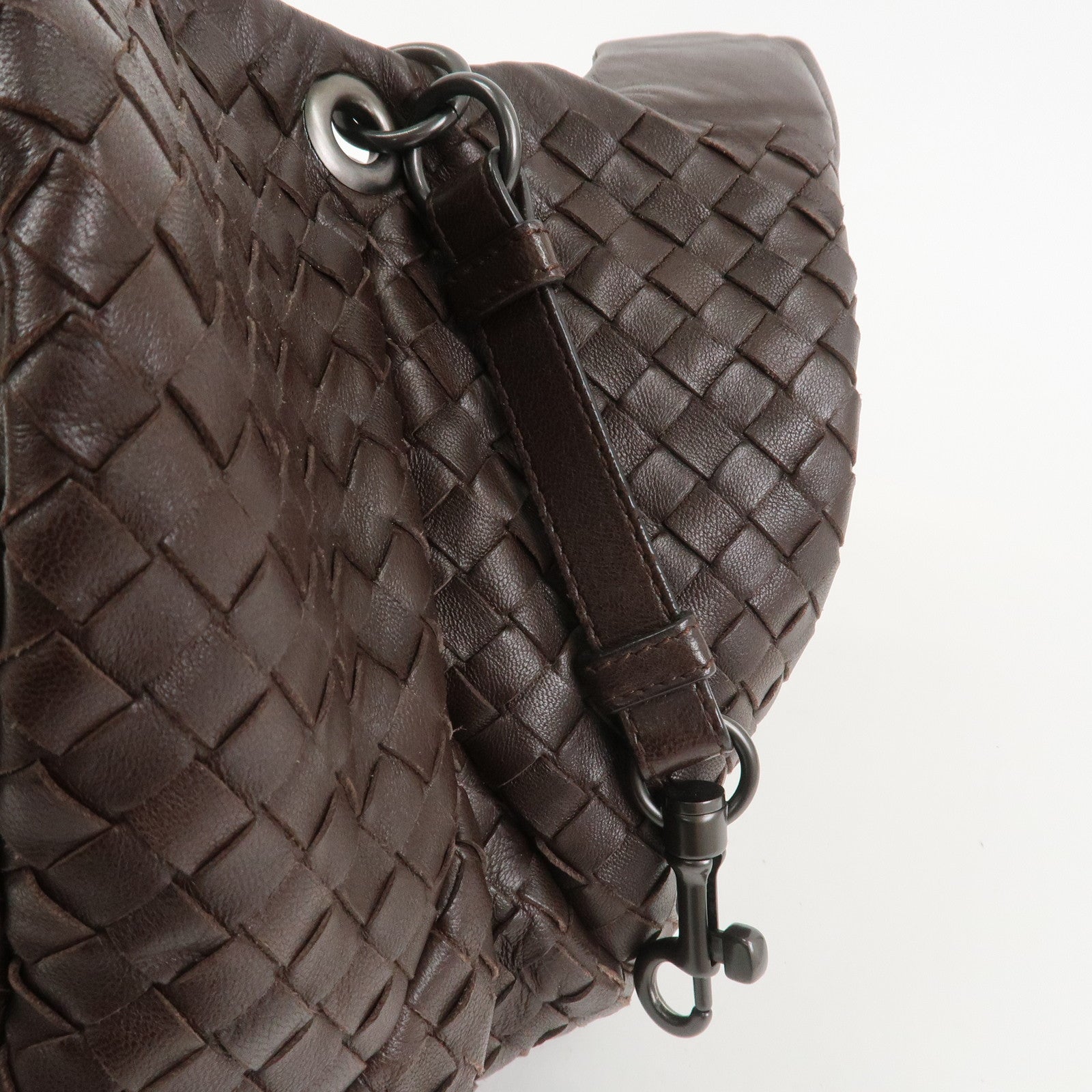 BOTTEGA VENETA Intrecciato Campana Shoulder Bag Brown 125787