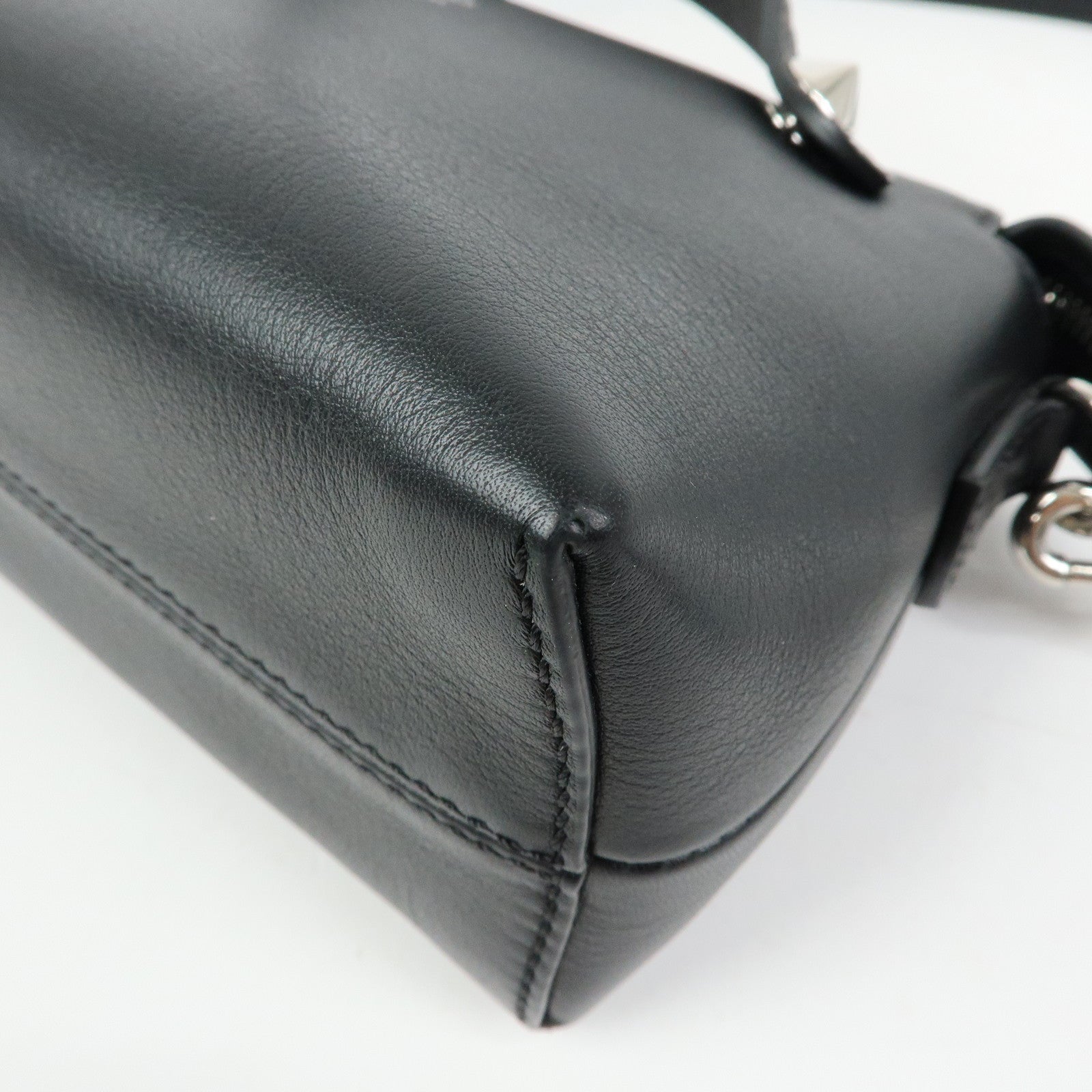 FENDI By The Way Zucca Leather 2Way Shoulder Bag Black Brown 8BL145