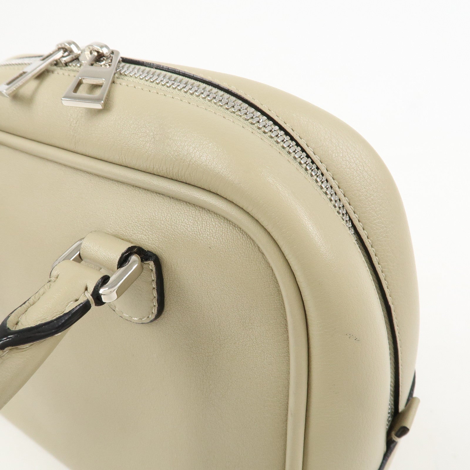 LOEWE Anagram Amazona 75 Leather Hand Bag Beige Silver