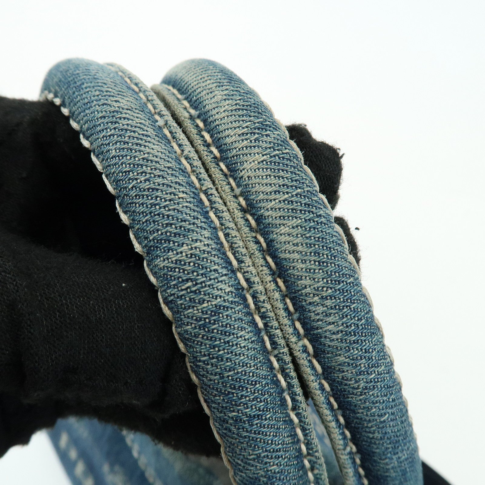 PRADA Triangle Logo Denim 2Way Bag Hand Shoulder Bag Blue BN2069