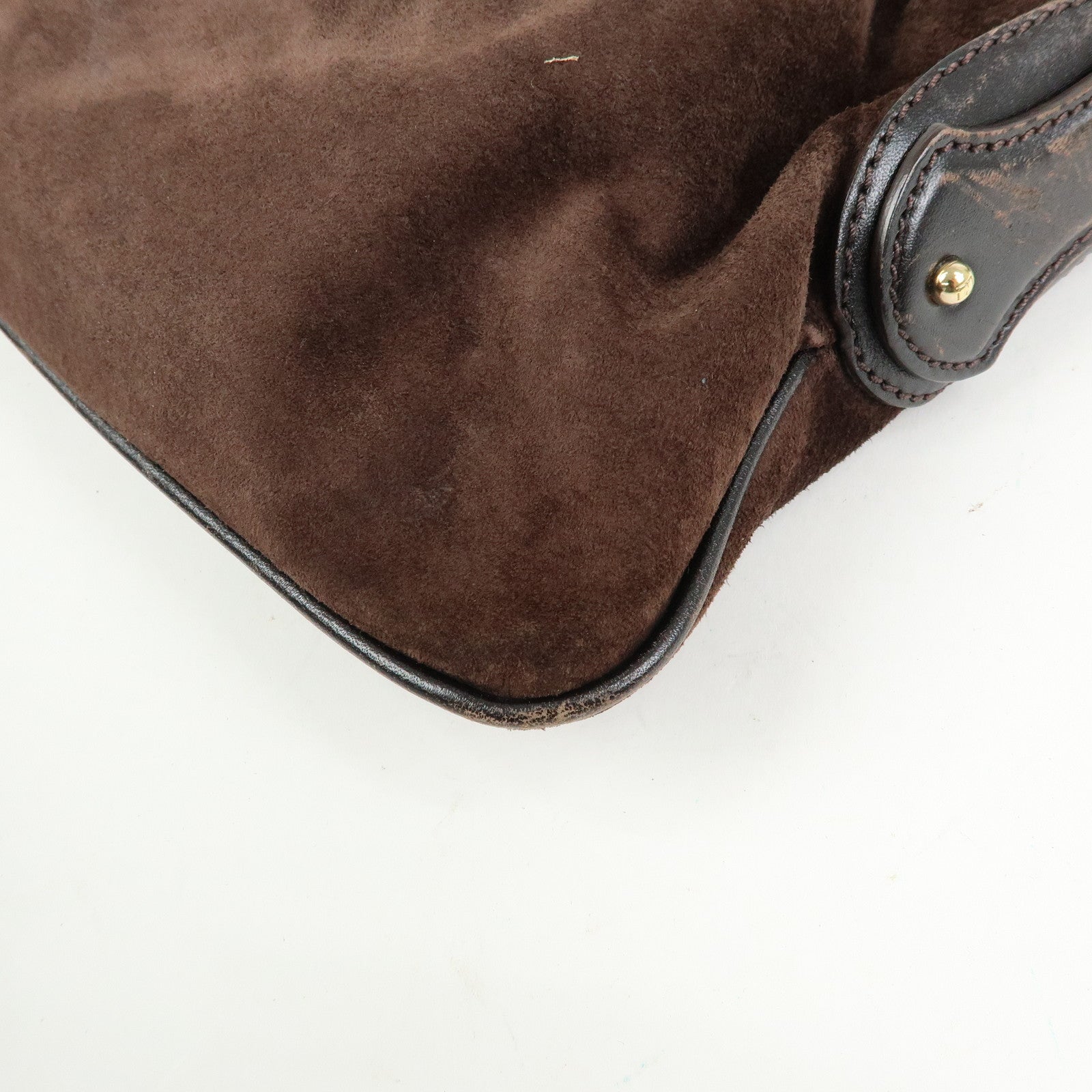 FENDI Suede Leather Shoulder Bag Hand Bag Brown 8BR343