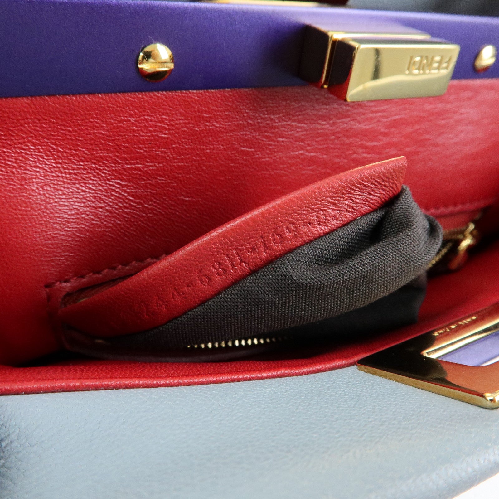 FENDI Peekaboo Mini Leather 2Way Shoulder Bag Hand Bag Blue 8BN244