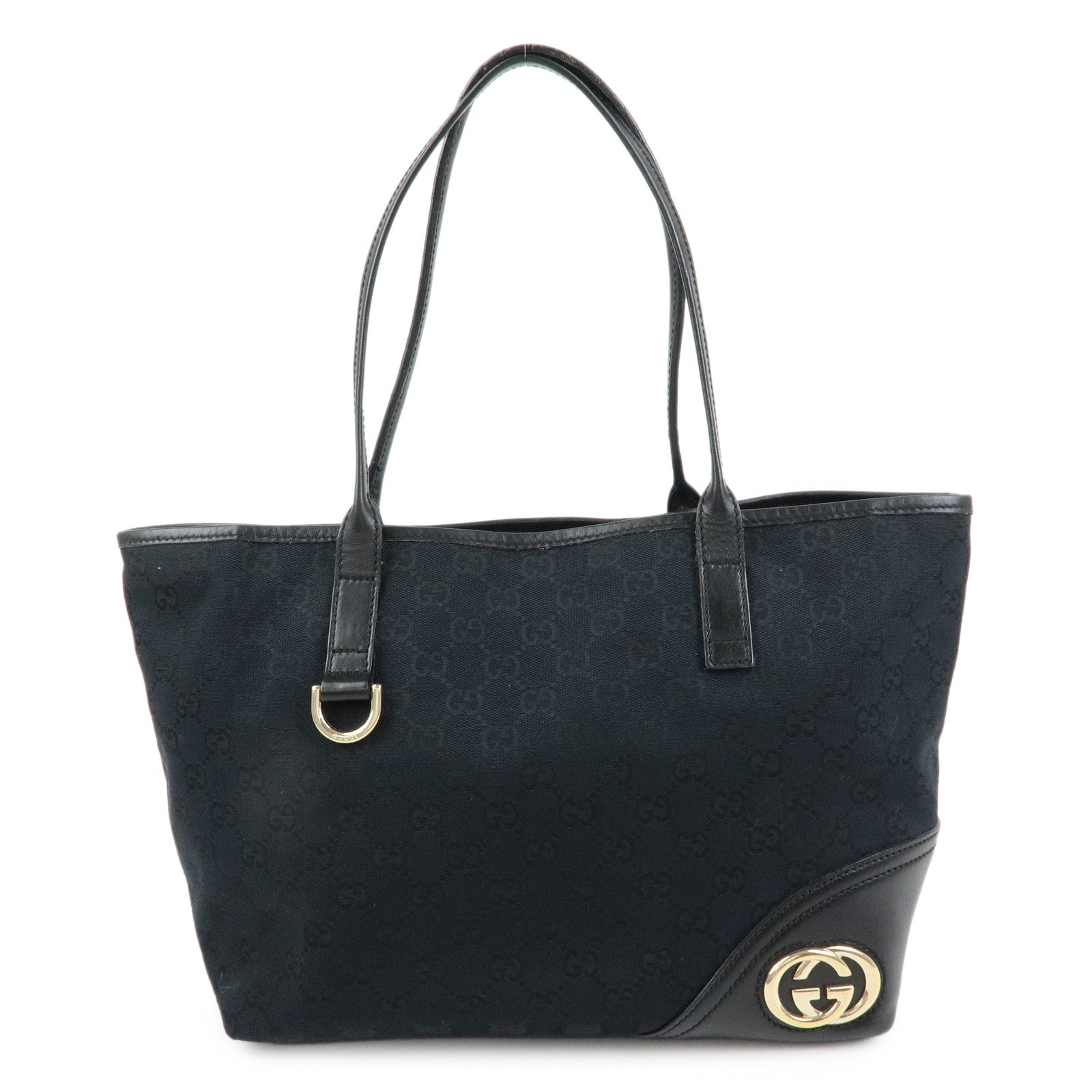 GUCCI Interlocking G New Britt GG Canvas Leather Tote Bag 169946