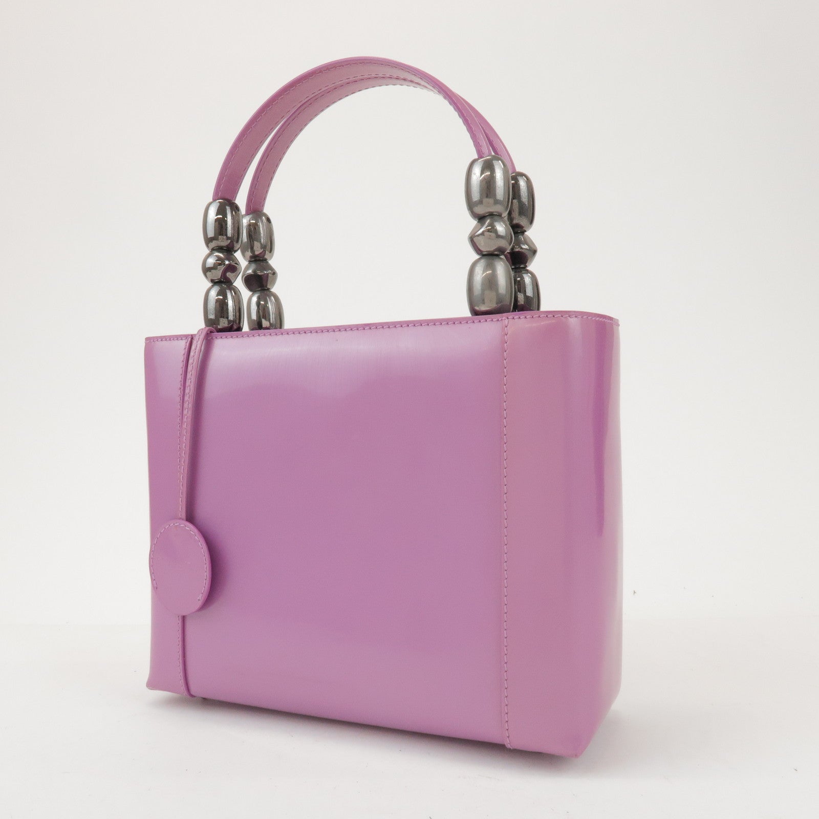 Christian Dior Maris Pearl Patent Leather Hand Bag Purple