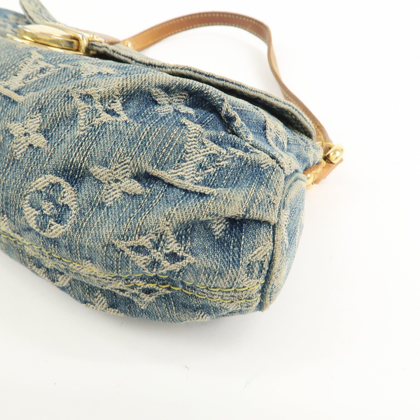Louis Vuitton Monogram Denim Mini Pleaty Shoulder Bag Blue M95050