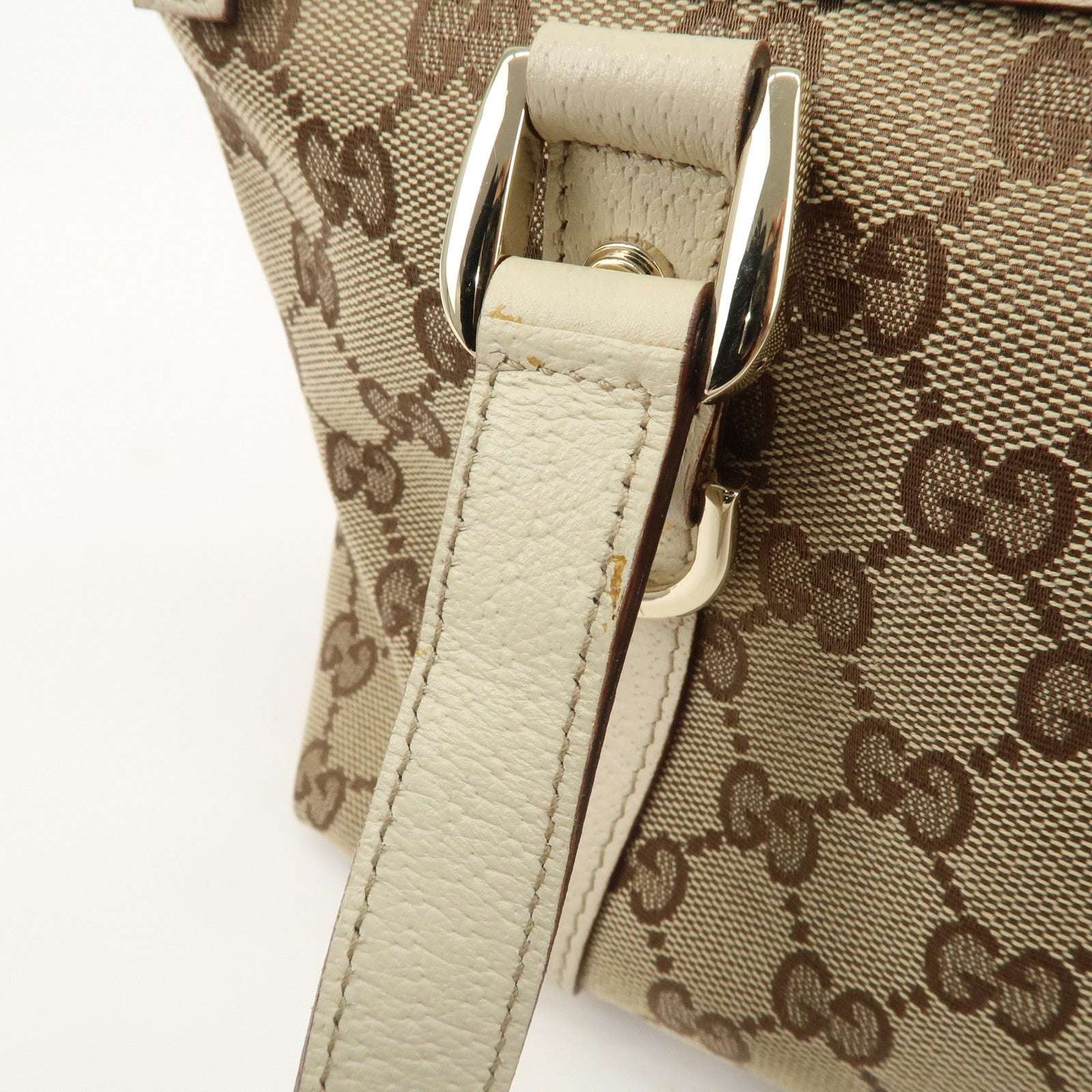 GUCCI Abbey GG Canvas Leather Tote Bag Hand Bag Beige Ivory 141471