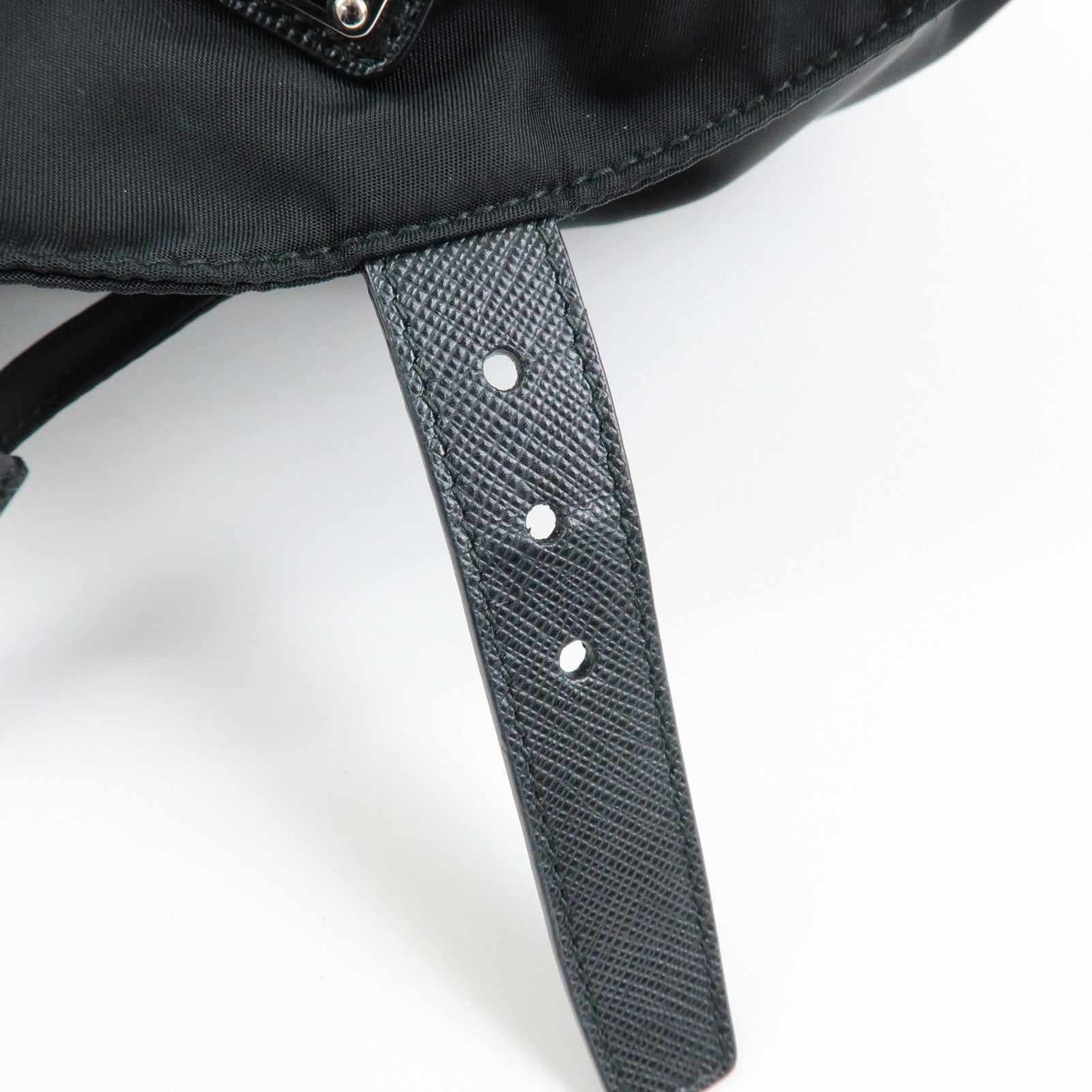 PRADA Triangle Logo Nylon Saffiano leather Backpack Rucksuck Black