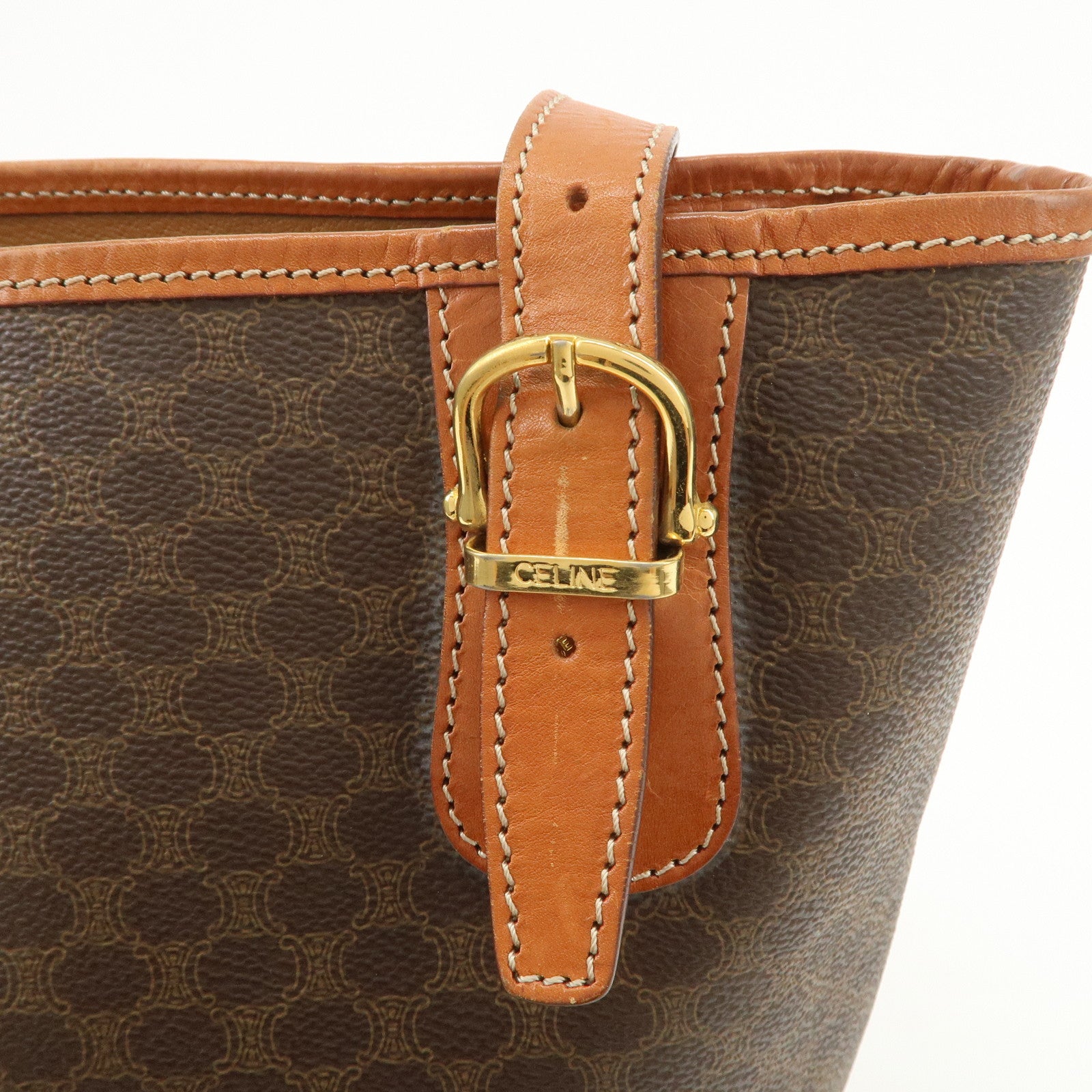 CELINE Macadam PVC Leather Tote Bag Shoulder Bag Brown