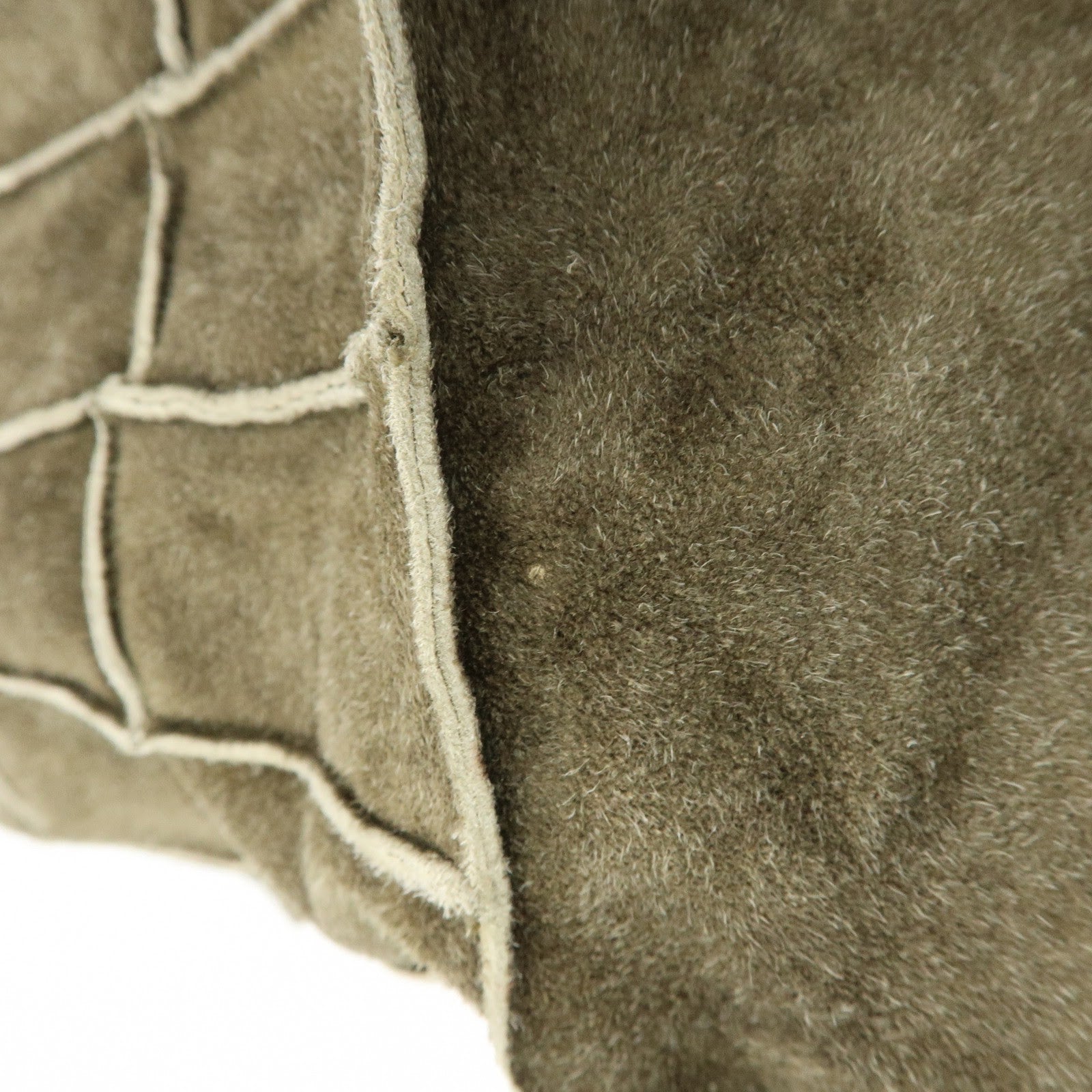 CHANEL Logo Suede Shoulder Bag Hand Bag Tote Bag Khaki