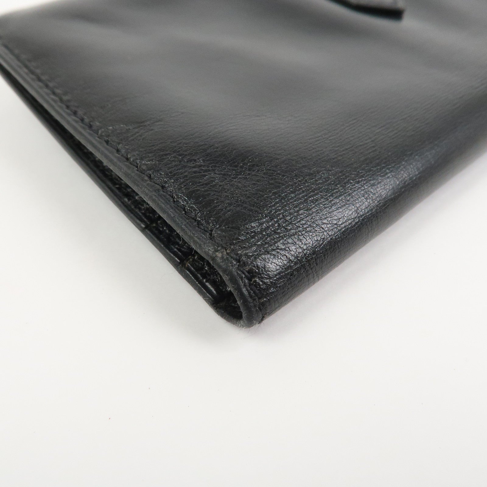 HERMES Bearn Classic Box Calf □E Stamped Bi-Fold Long Wallet Black