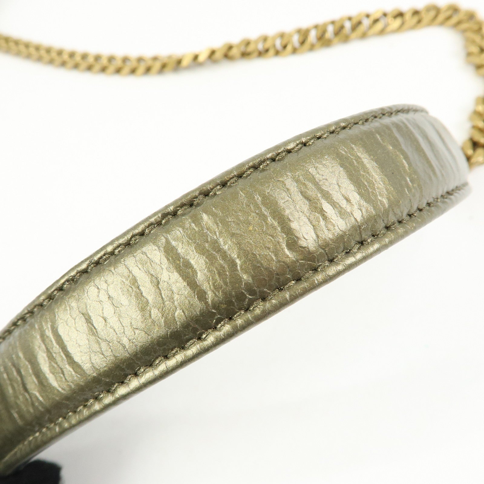 SAINT LAURENT PARIS Leather Vicky Shoulder Bag Crossbody Bag Gold