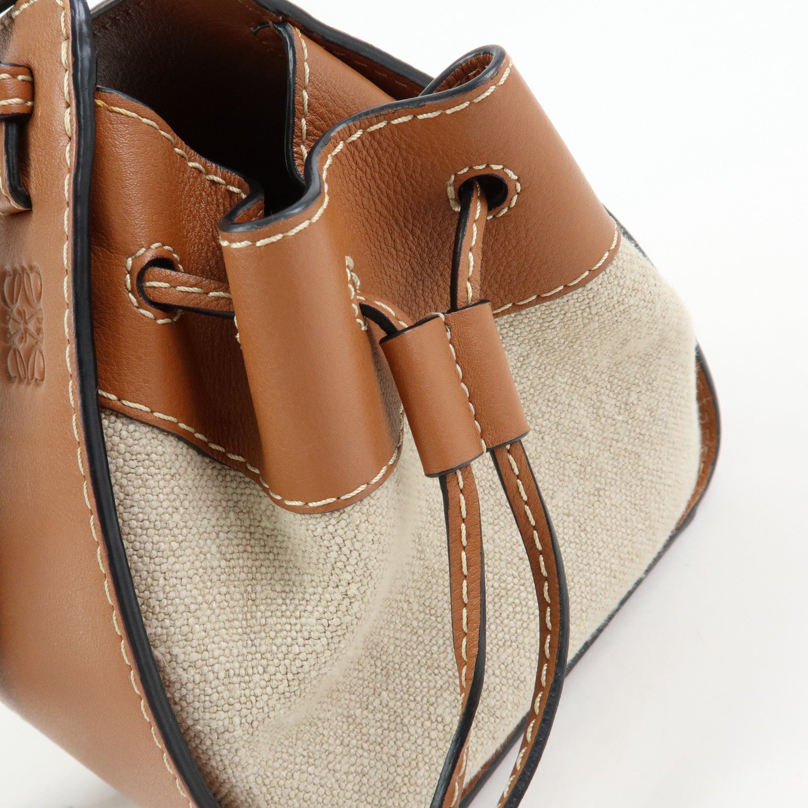 LOEWE Anagram Hammock Cotton Calf Leather Drawstring Mini 2Way Bag