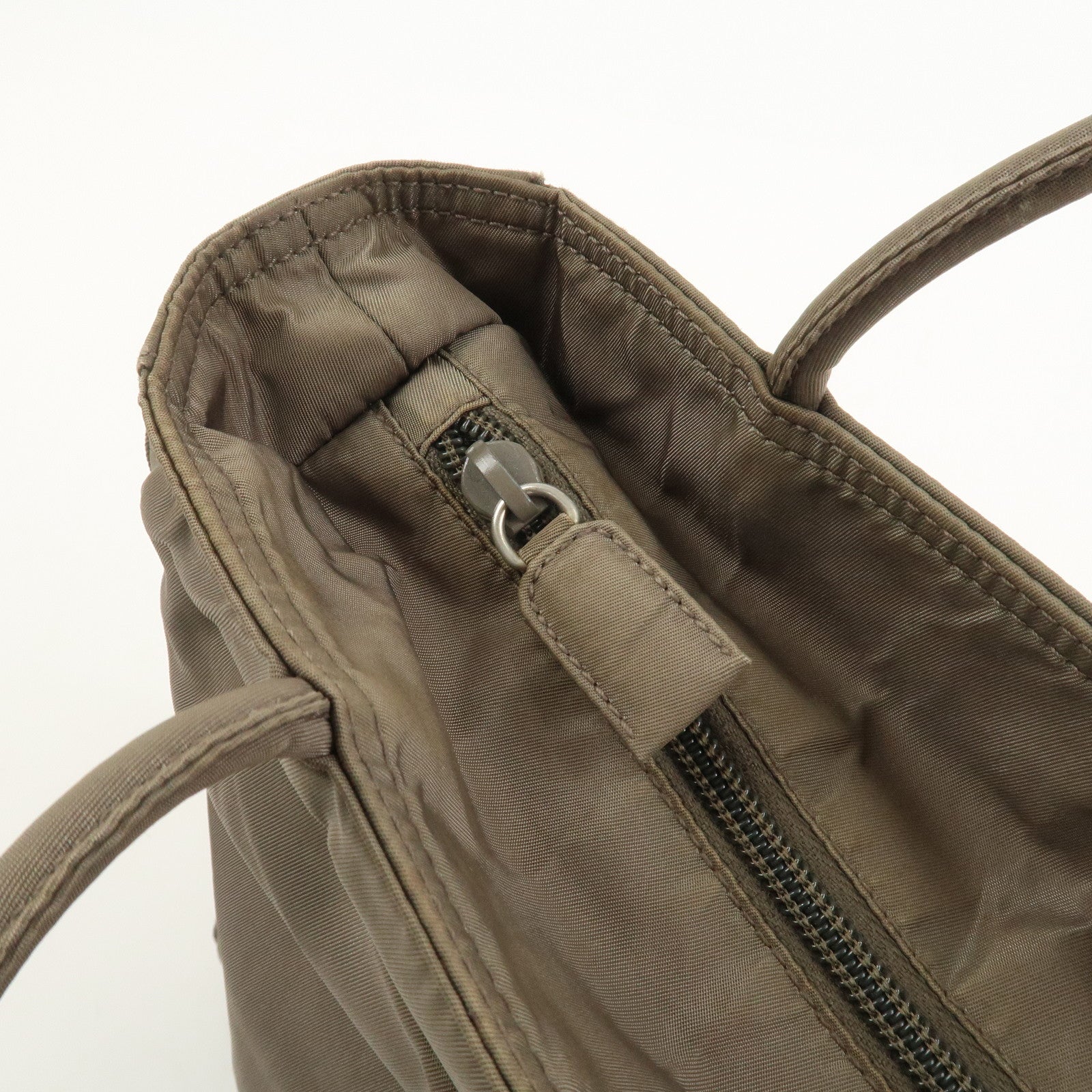 PRADA Triangle Logo Nylon Tote Bag Hand Bag Gray