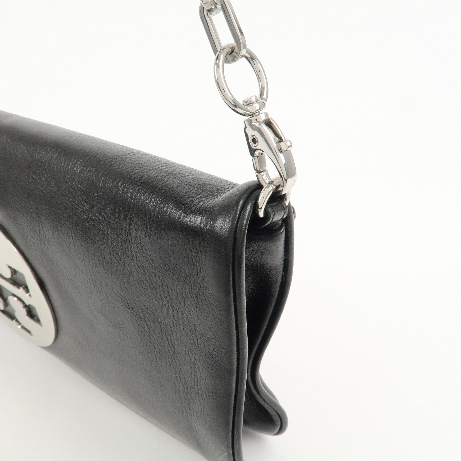 TORY BURCH Leather 2Way Bag Shoulder Bag Clutch Bag Black