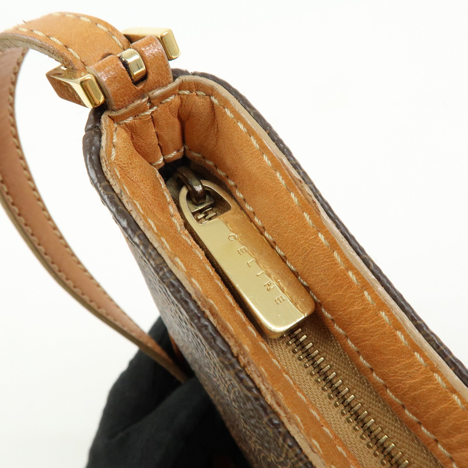 CELINE Macadam PVC Leather Shoulder Bag Hand Bag Brown