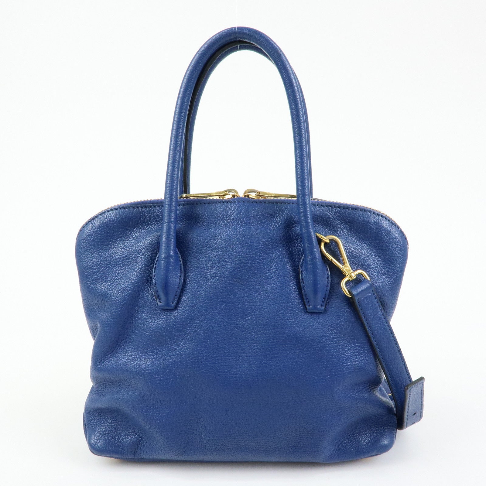 MIU MIU Madras Leather 2Way Bag Hand Bag Shoulder Bag Blue RL0097