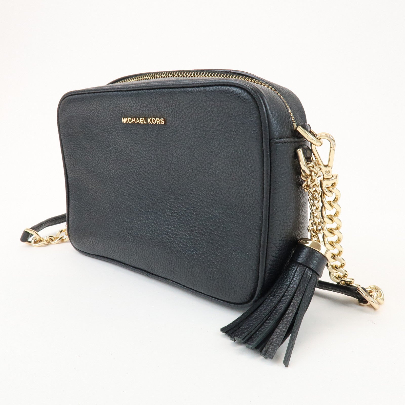 MICHAEL KORS Logo Leather Shoulder Bag Crossbody Bag Black