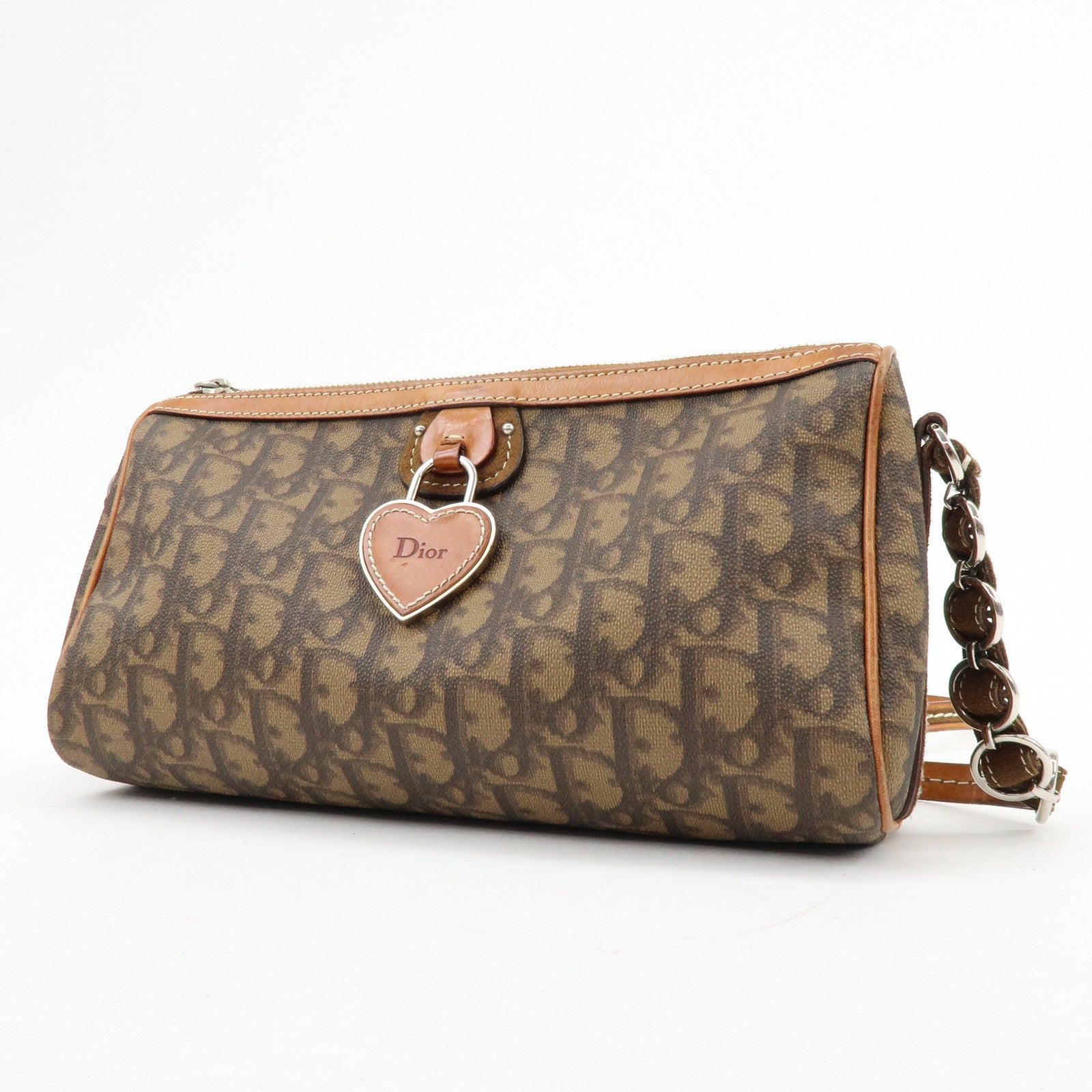 Christian Dior Romantic Trotter PVC Leather Shoulder Bag Brown