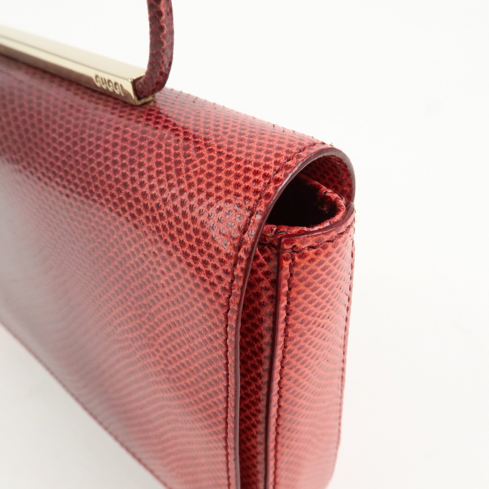 GUCCI Logo Leather Hand Bag Shoulder Bag Red 011.4227