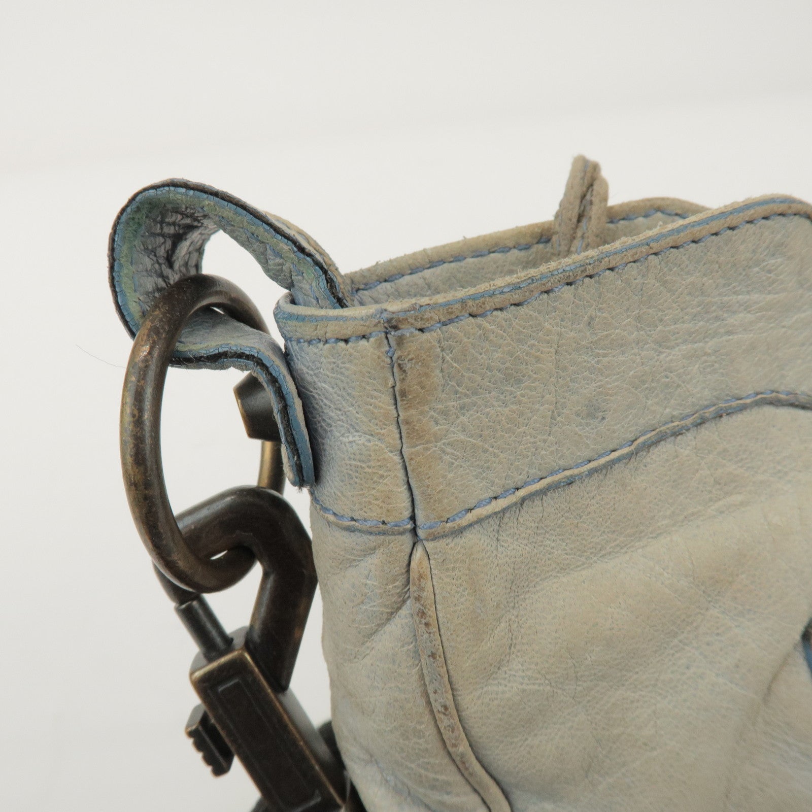 BALENCIAGA The Hip Leather Shoulder Crossbody Bag Light Blue 242803