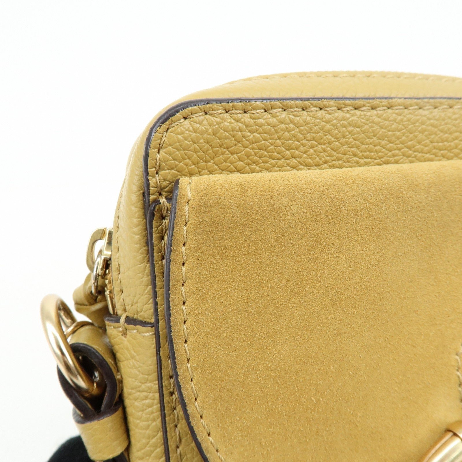 Chloe See by Chloe Leather Suede Chain Shoulder Bag Beige