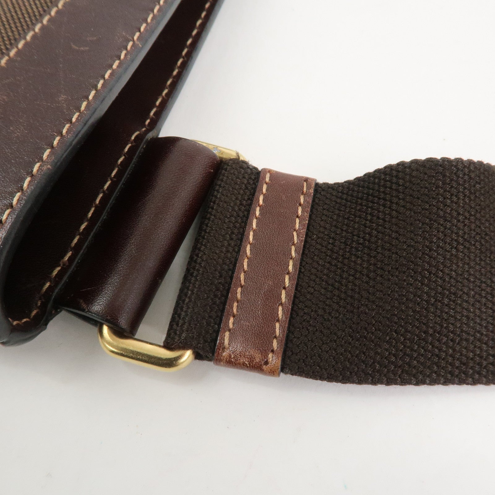 PRADA Logo Jacquard Leather Shoulder Bag Brown BT0537