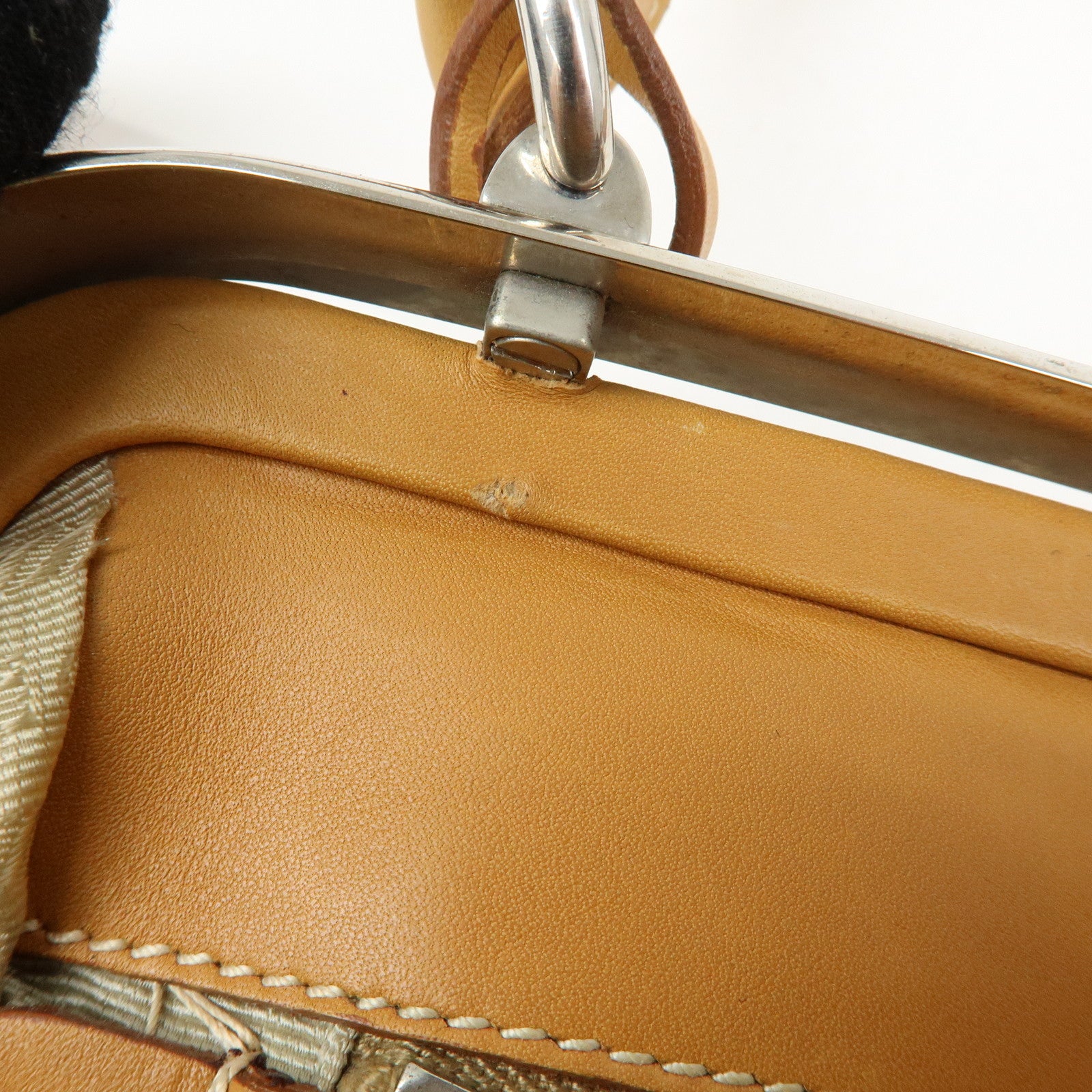 PRADA Logo Jacquard Leather Shoulder Bag Light Brown BR3481