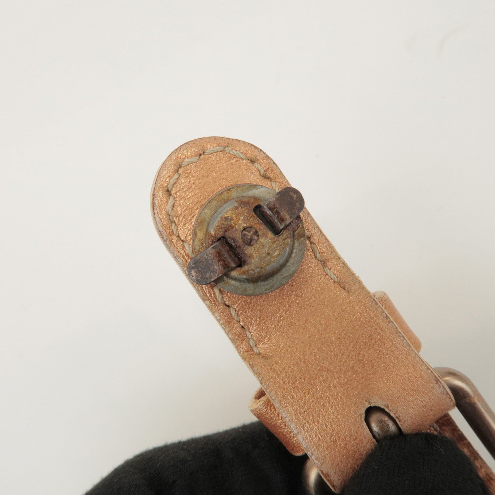 CELINE Macadam Denim Leather Shoulder Bag Metallic Pink Beige