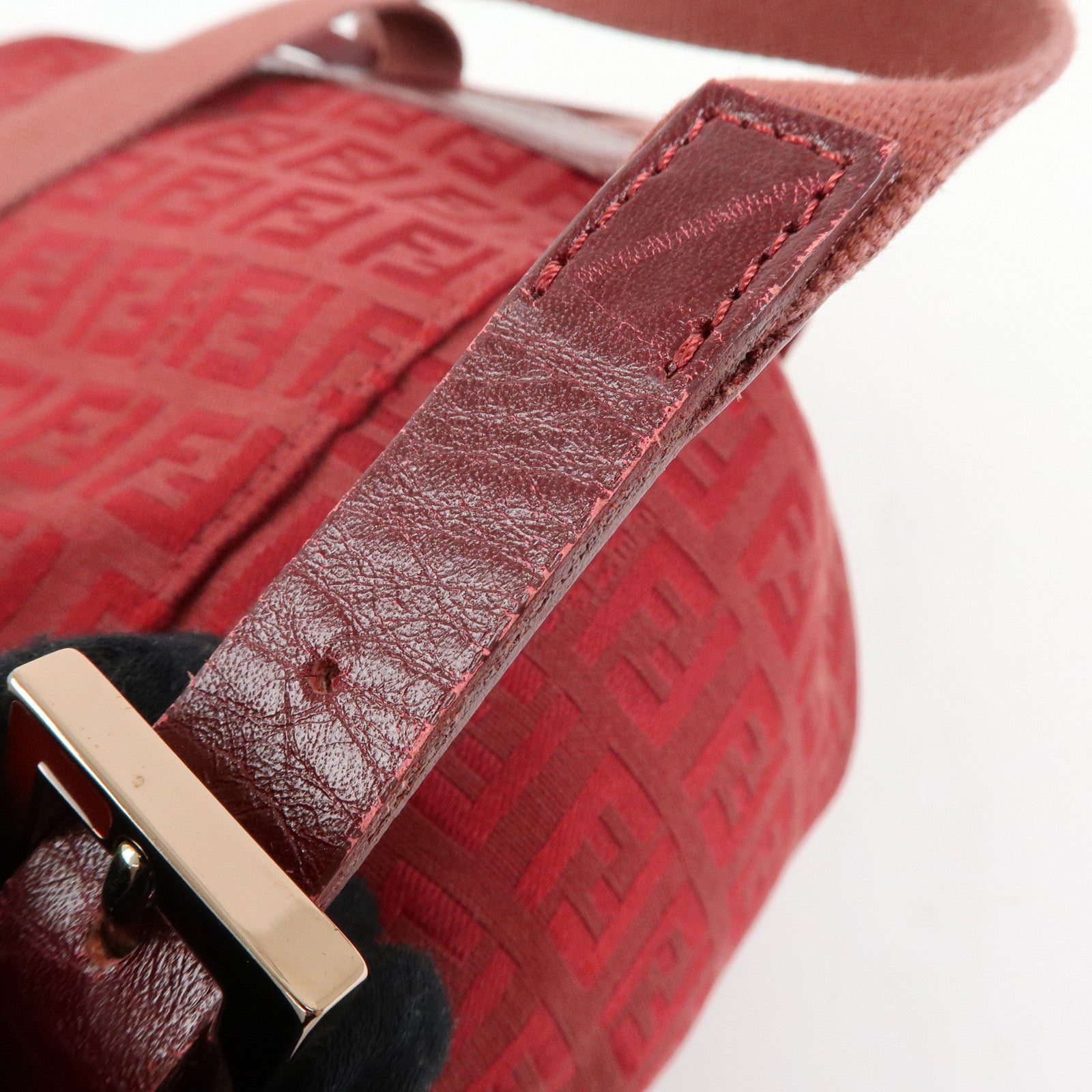 FENDI  Zucchino Canvas Leather Backpack Rucksuck Red 8BZ001