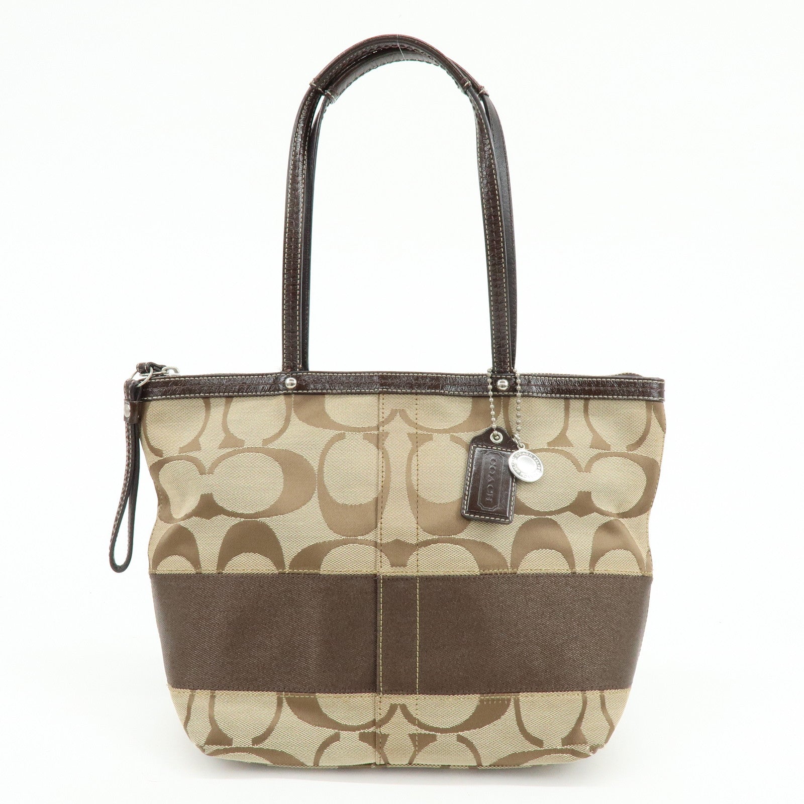 COACH Set of 2 Signature Canvas Leather Shoulder Bag Beige Brown