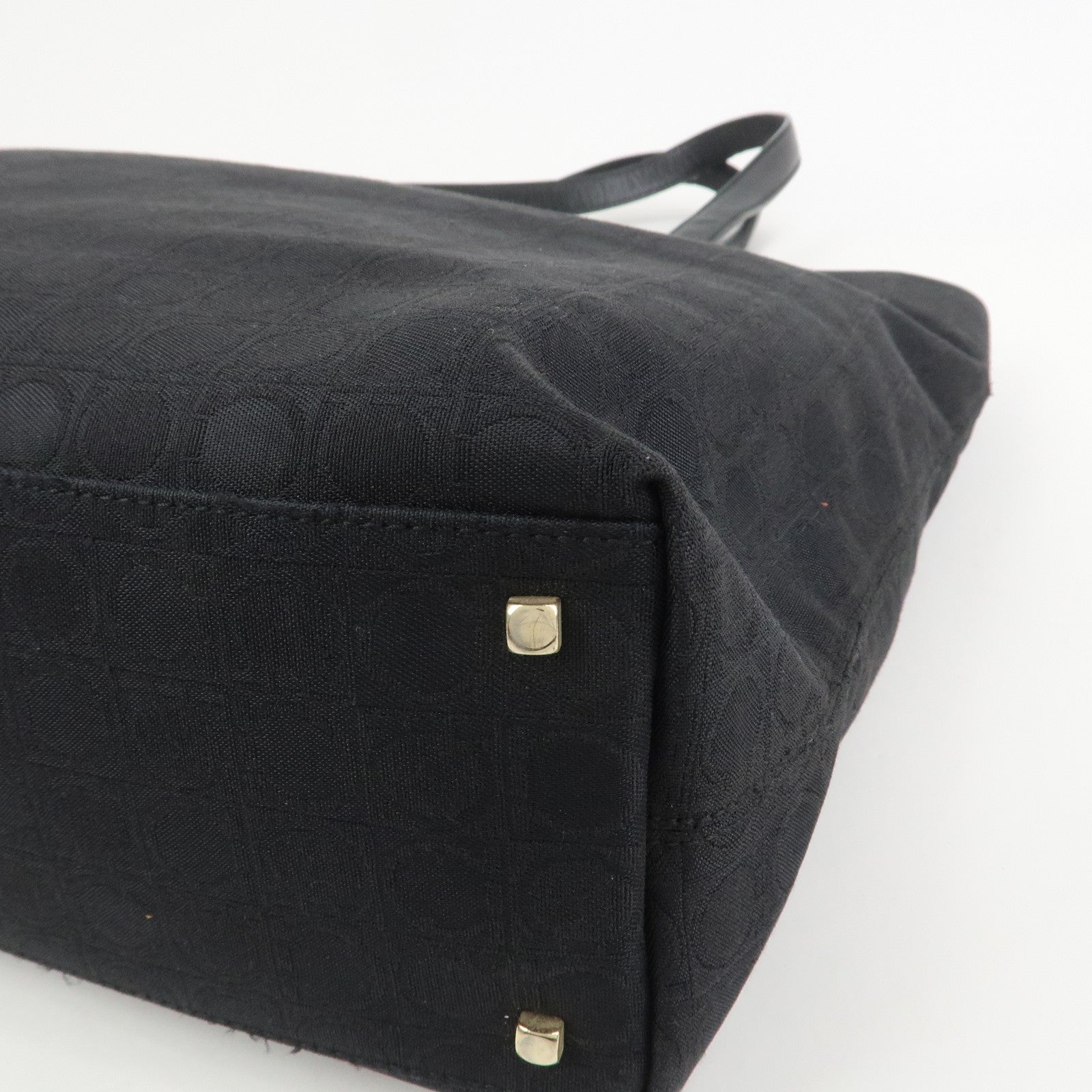 Ferragamo Gancini Canvas Leather Tote Bag Black AAU-21-2812