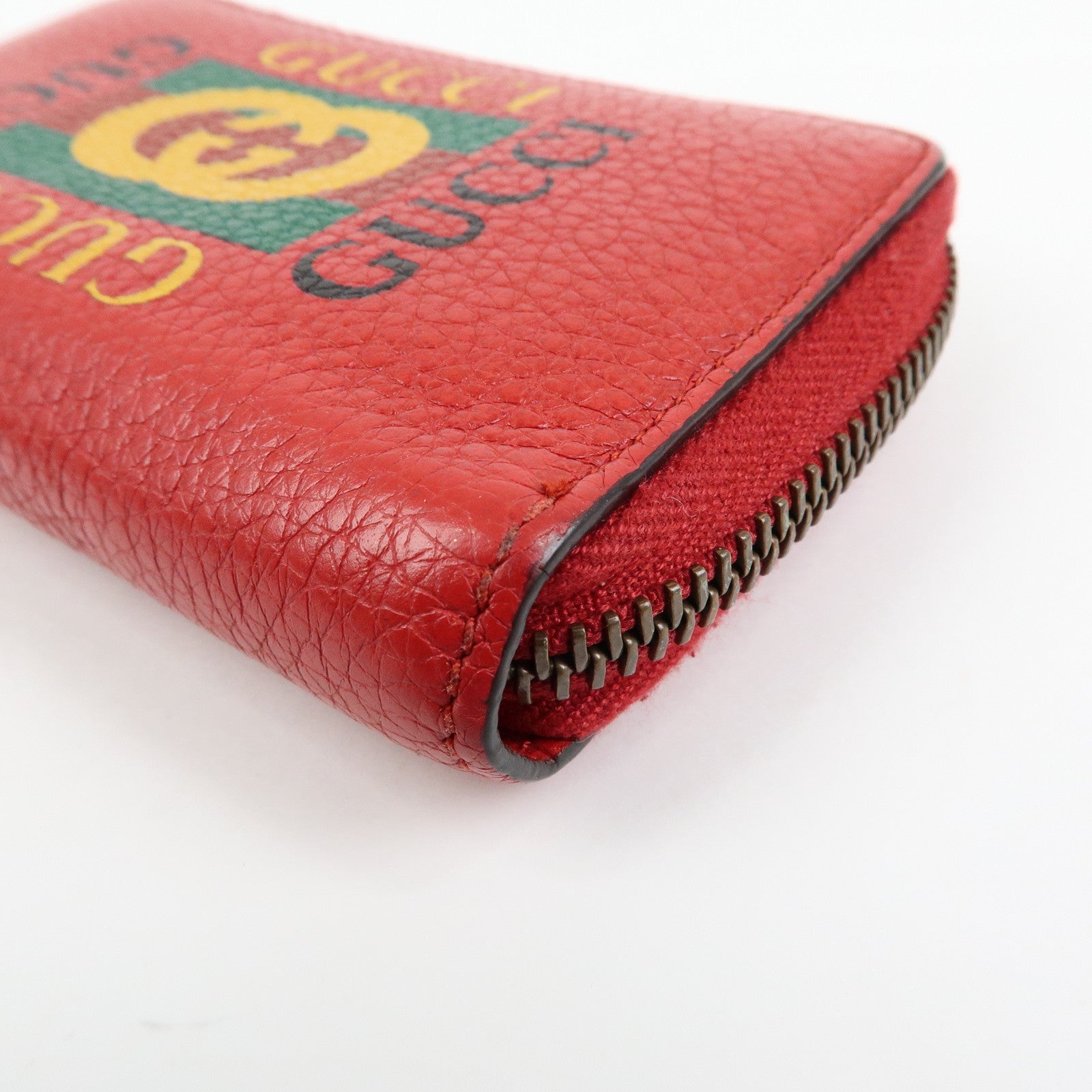 GUCCI Sherry Leather Web Line Card Case Coin Case Red 496319