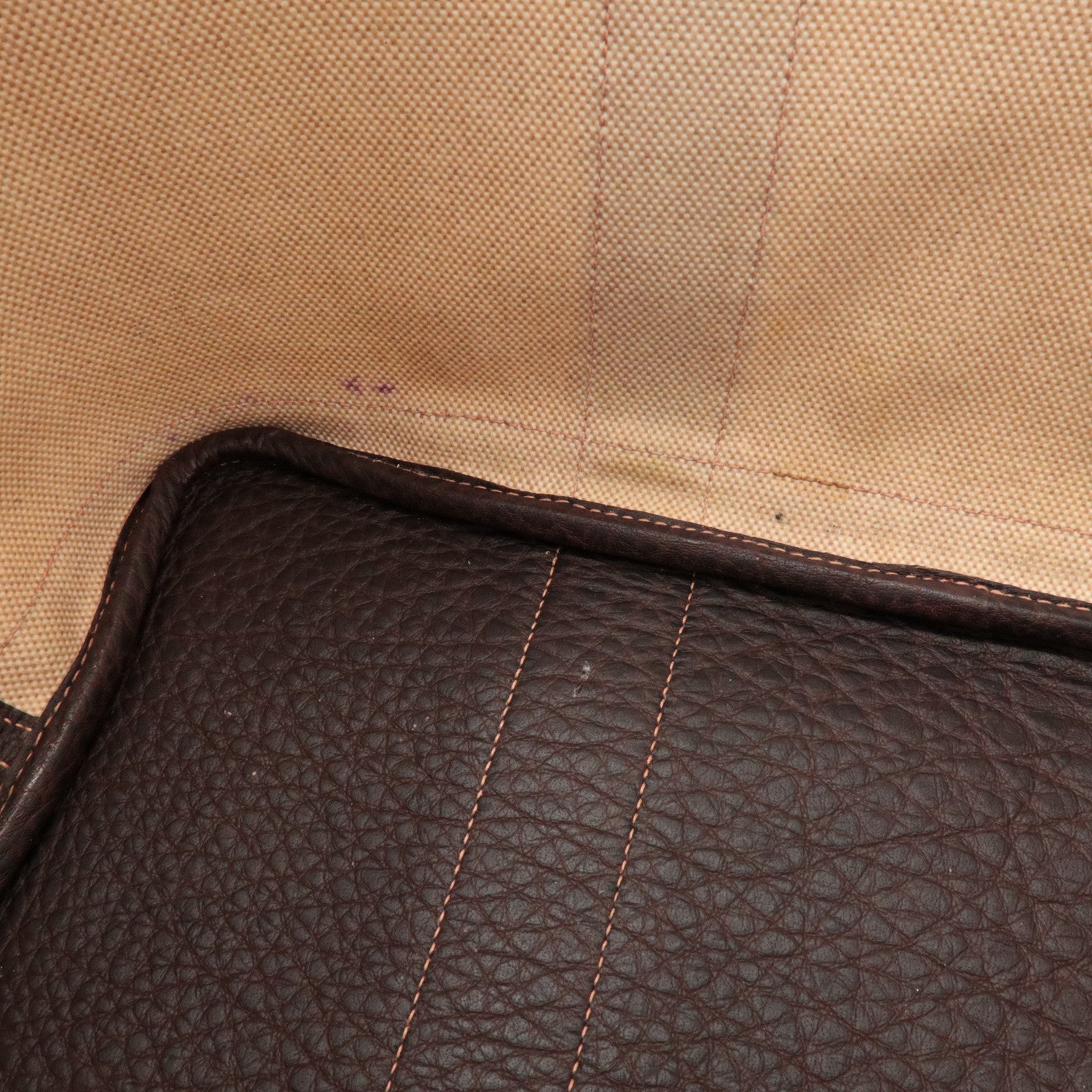 HERMES Toile Ash Garden Party PM □H Stamped Tote Bag Brown