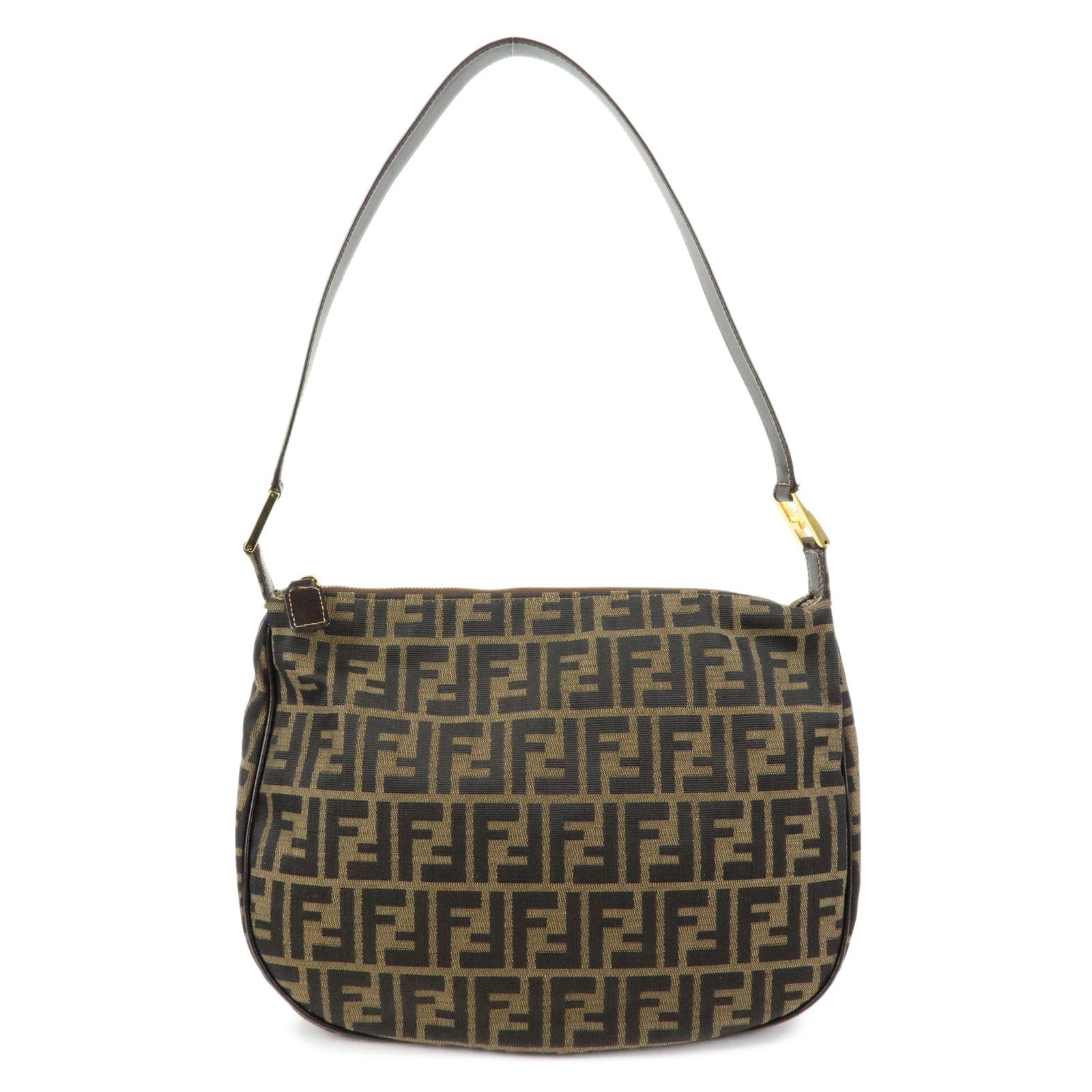 FENDI Zucca Canvas Leather Shoulder Bag Hand Bag Brown 83152390981