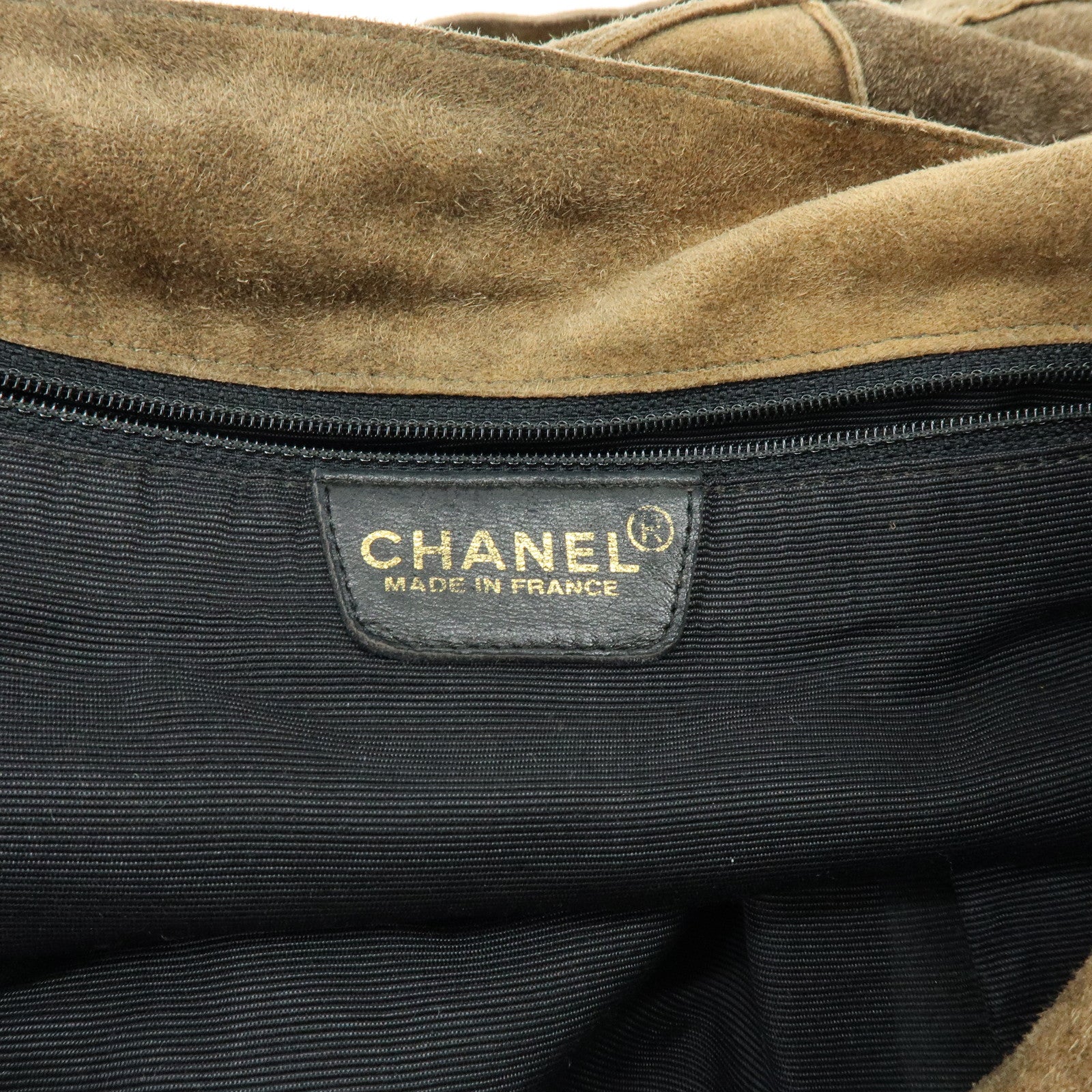 CHANEL Suede Patchwork Tote Bag Shoulder Bag Brown