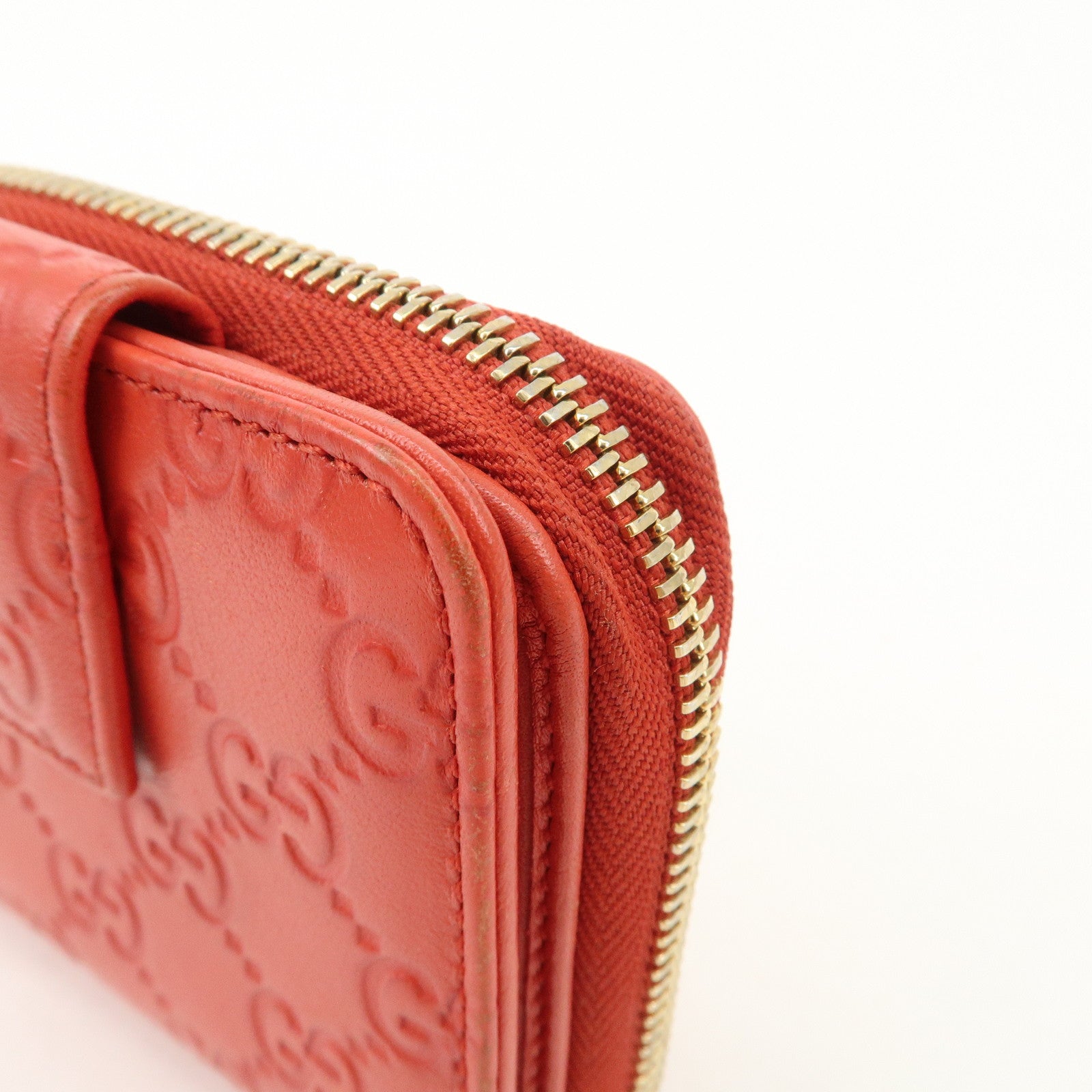 GUCCI Guccissima Leather Bi-fold Compact Wallet Red 346056