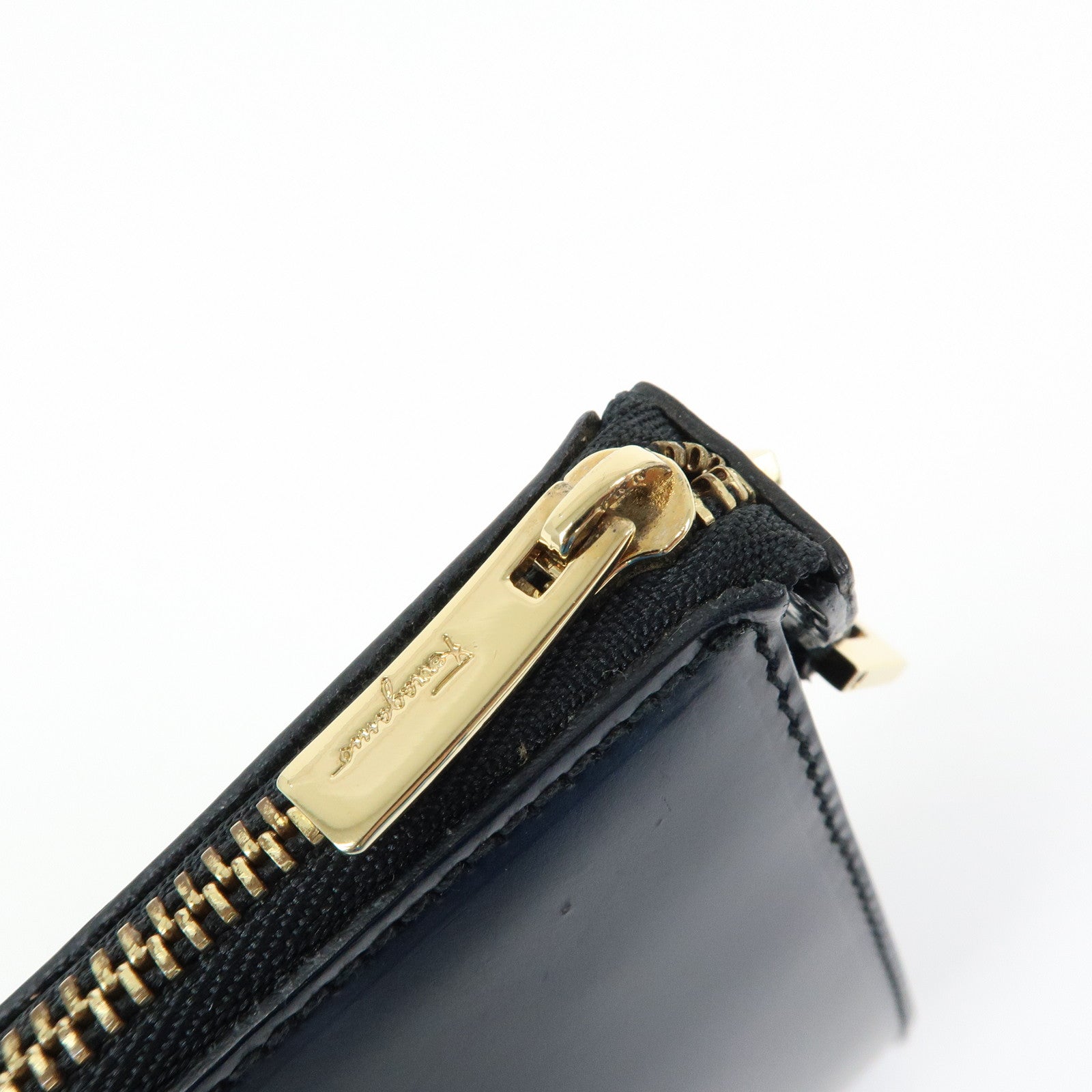 Ferragamo Ganchini Leather Shoulder Bag Hand Bag Black
