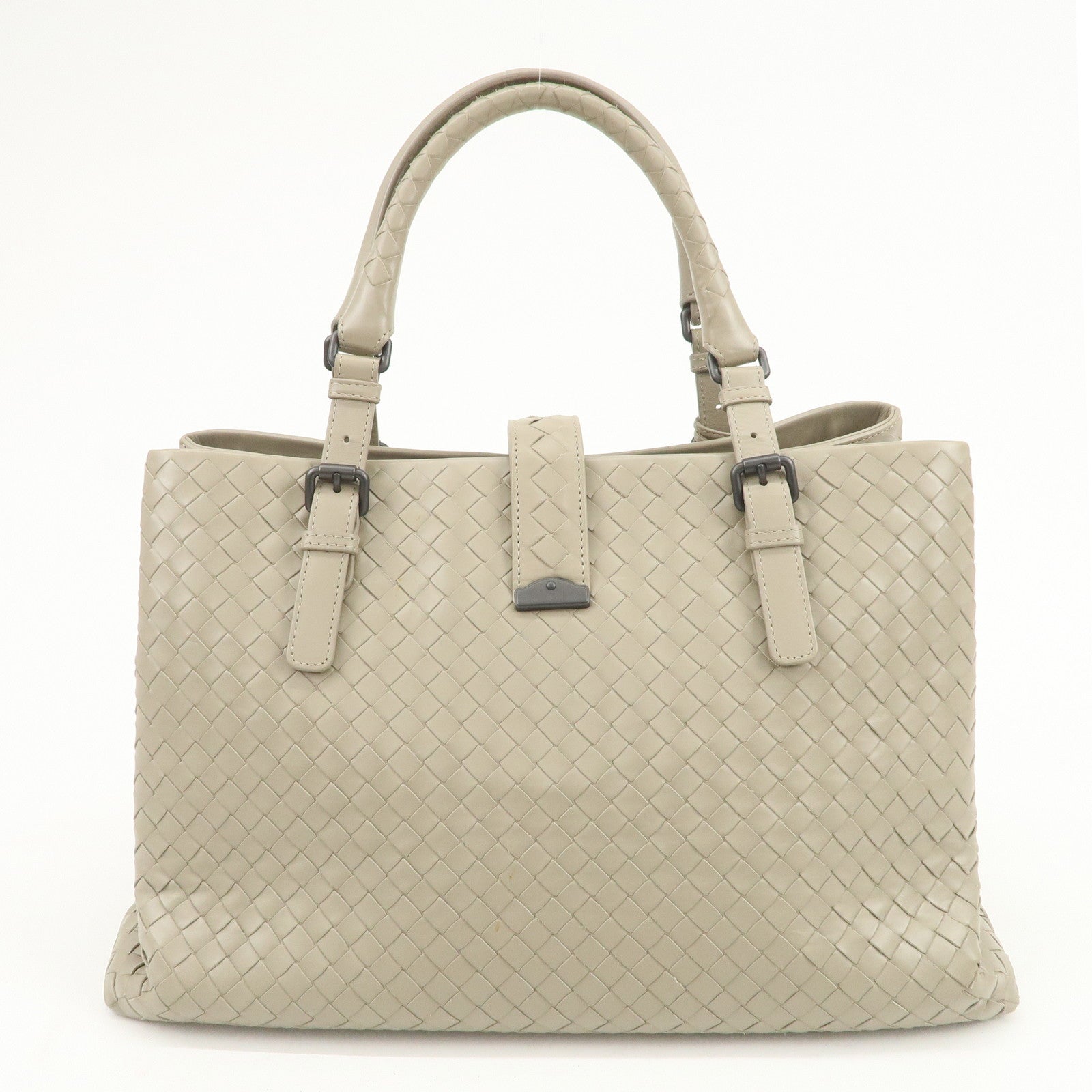 BOTTEGA VENETA Intrecciato Leather Tote Bag Hand Bag Greige