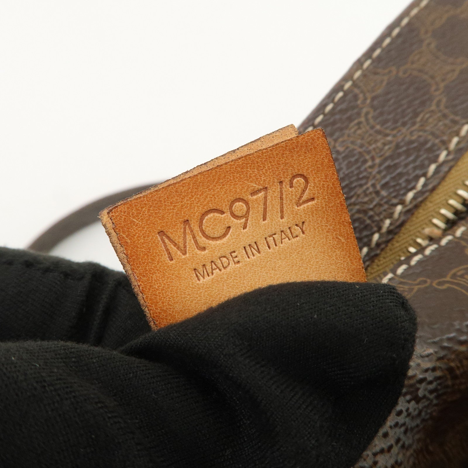 CELINE Macadam PVC Coating Canvas Tote Bag Shoulder Bag Brown