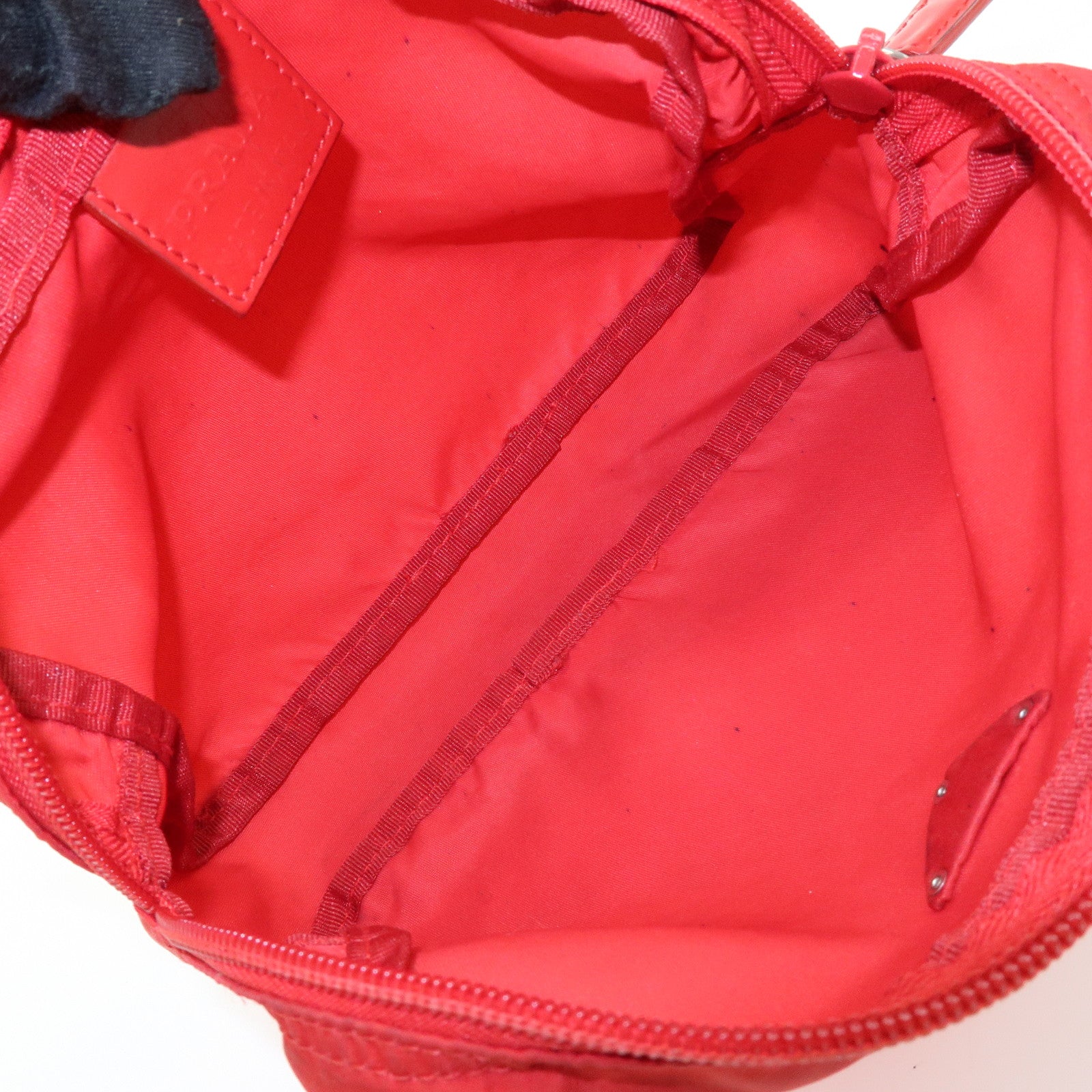 PRADA Triangle Logo Set of 2 Nylon Pouch Cosmetic Pouch Red Khaki