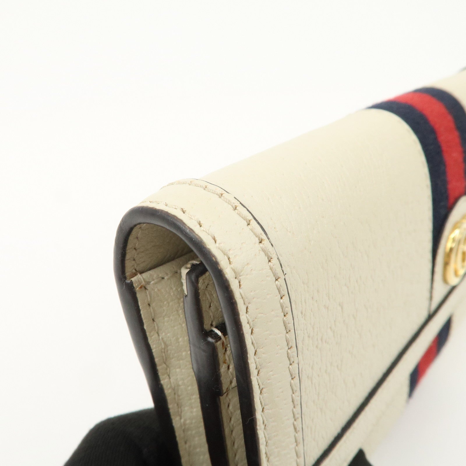 GUCCI Ophidia Sherry GG Marmont Leather Bi-fold Long Wallet Ivory 523153