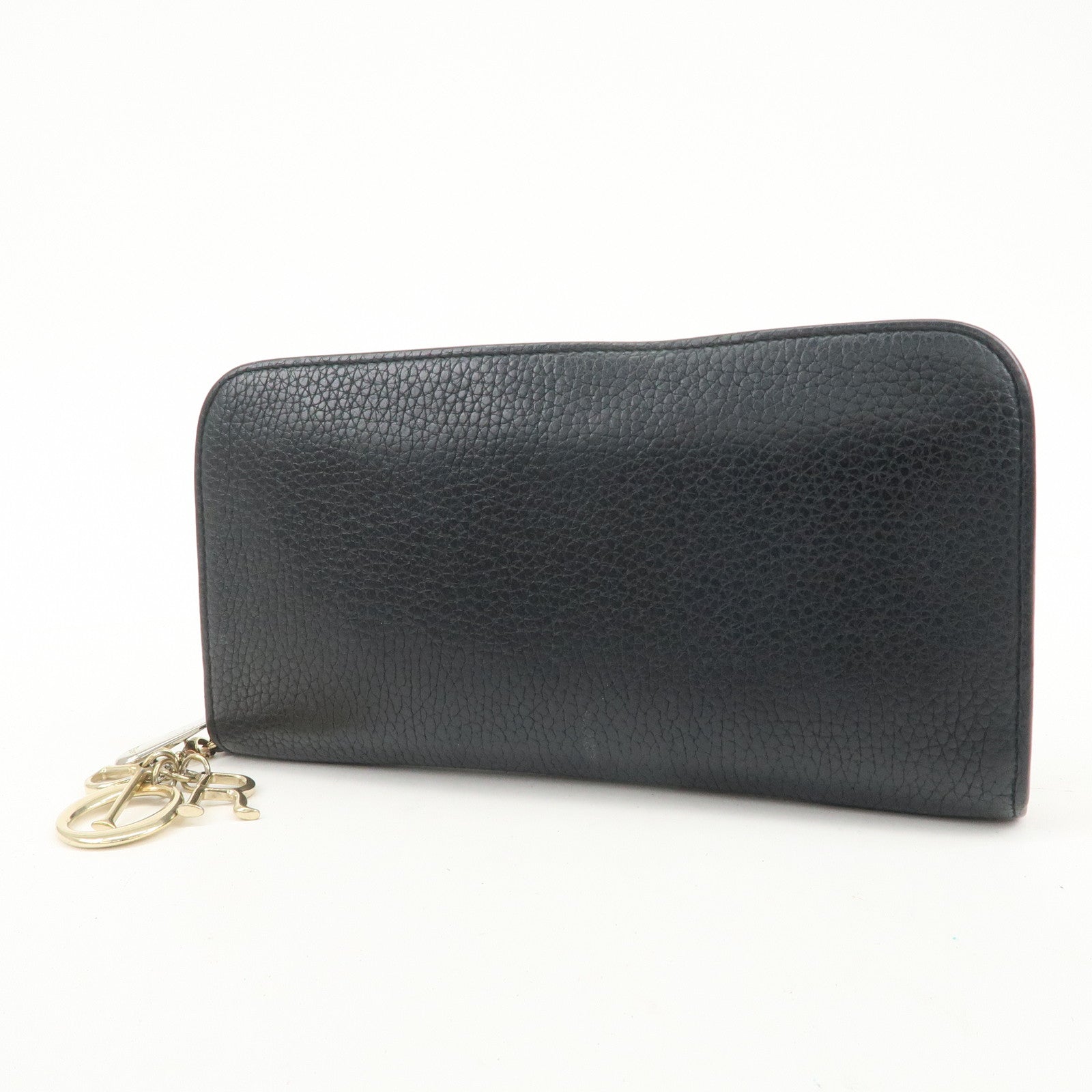 Christian Dior Diorissimo Round Zippy Long Wallet Black Pink