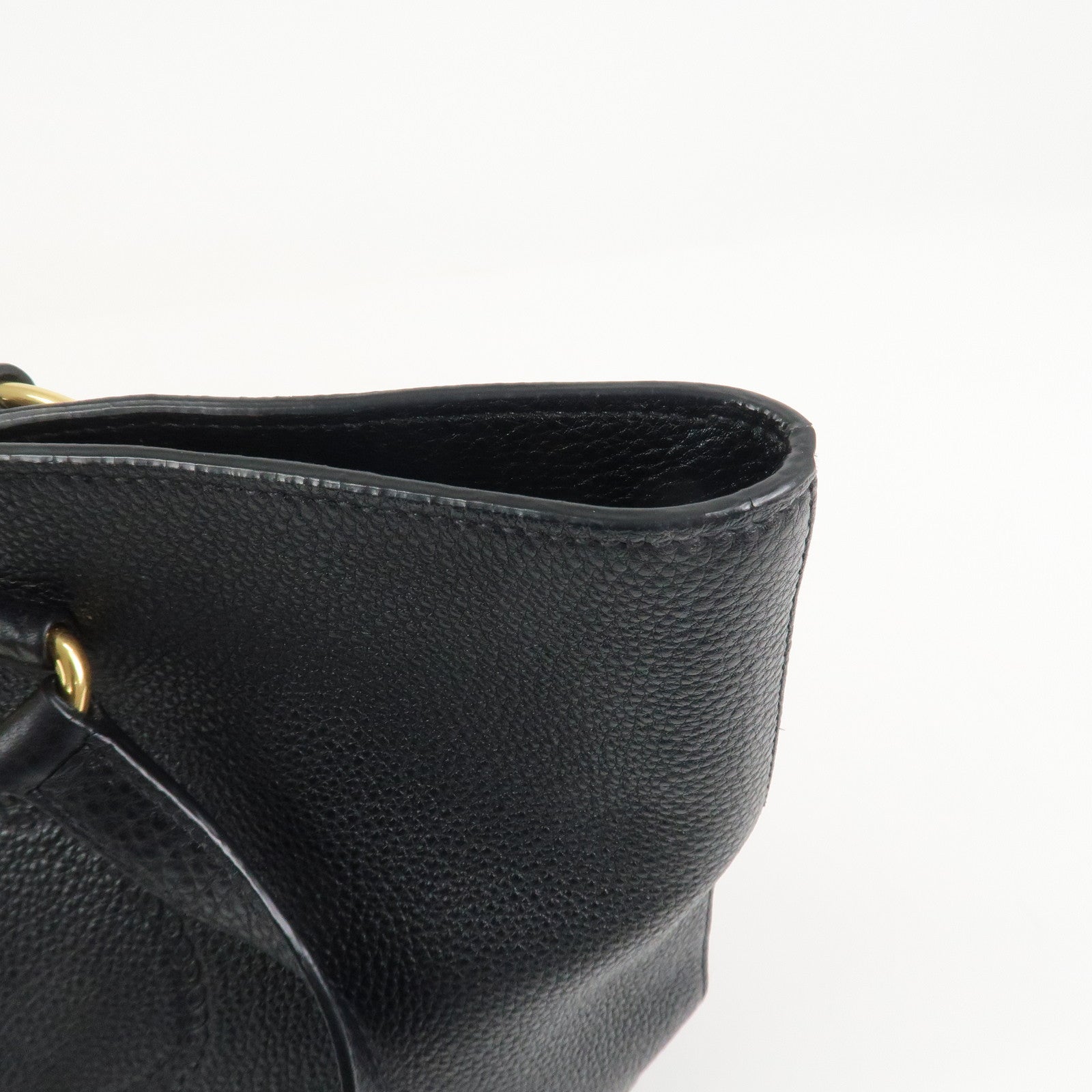 PRADA Logo Vitello Daino Leather Tote Bag Shoulder Bag Black 1BG100