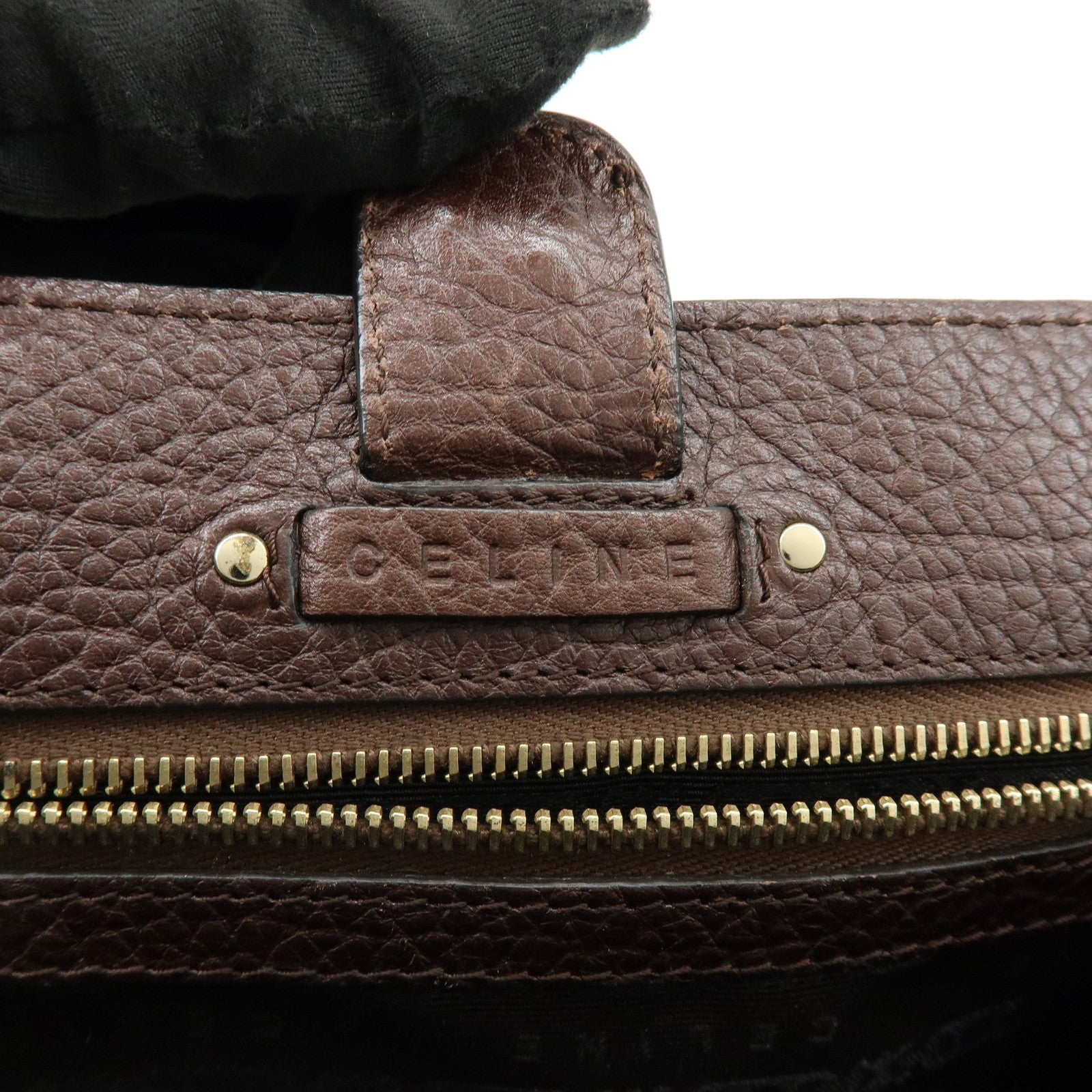 CELINE Macadam Leather Tote Bag Shoulder Bag Dark Brown